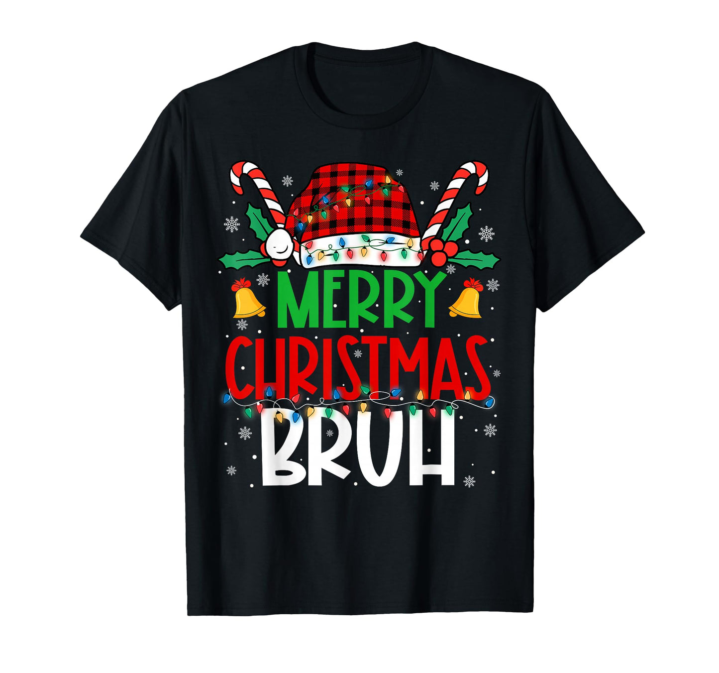 Merry Bruh Light Santa Claus Hat Mens T-Shirt - Aesthetic Graphic Men Women - T-Shirt, Sweatshirt, Hoodie