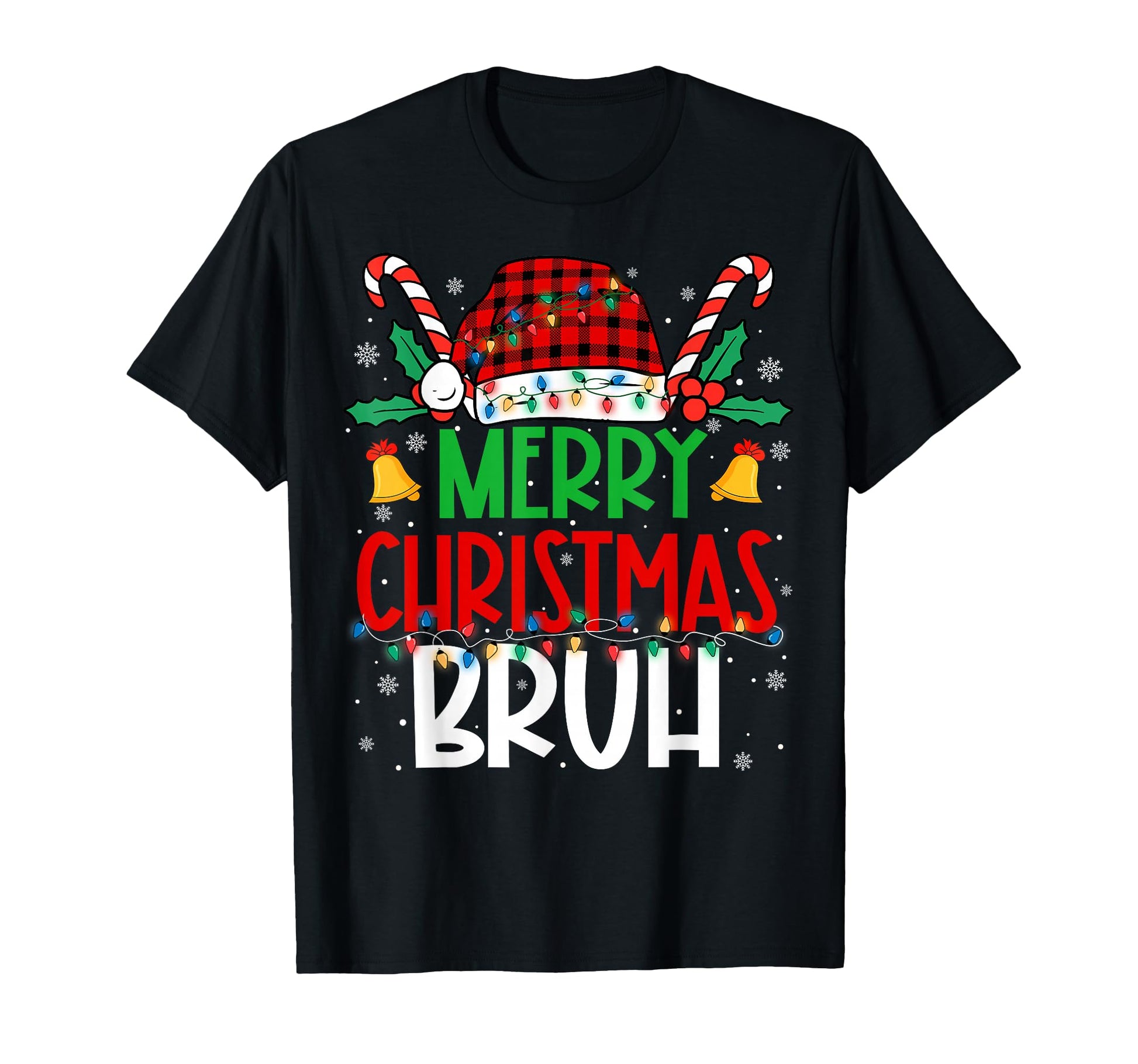Merry Bruh Light Santa Claus Hat Mens T-Shirt - Aesthetic Graphic Men Women - T-Shirt, Sweatshirt, Hoodie