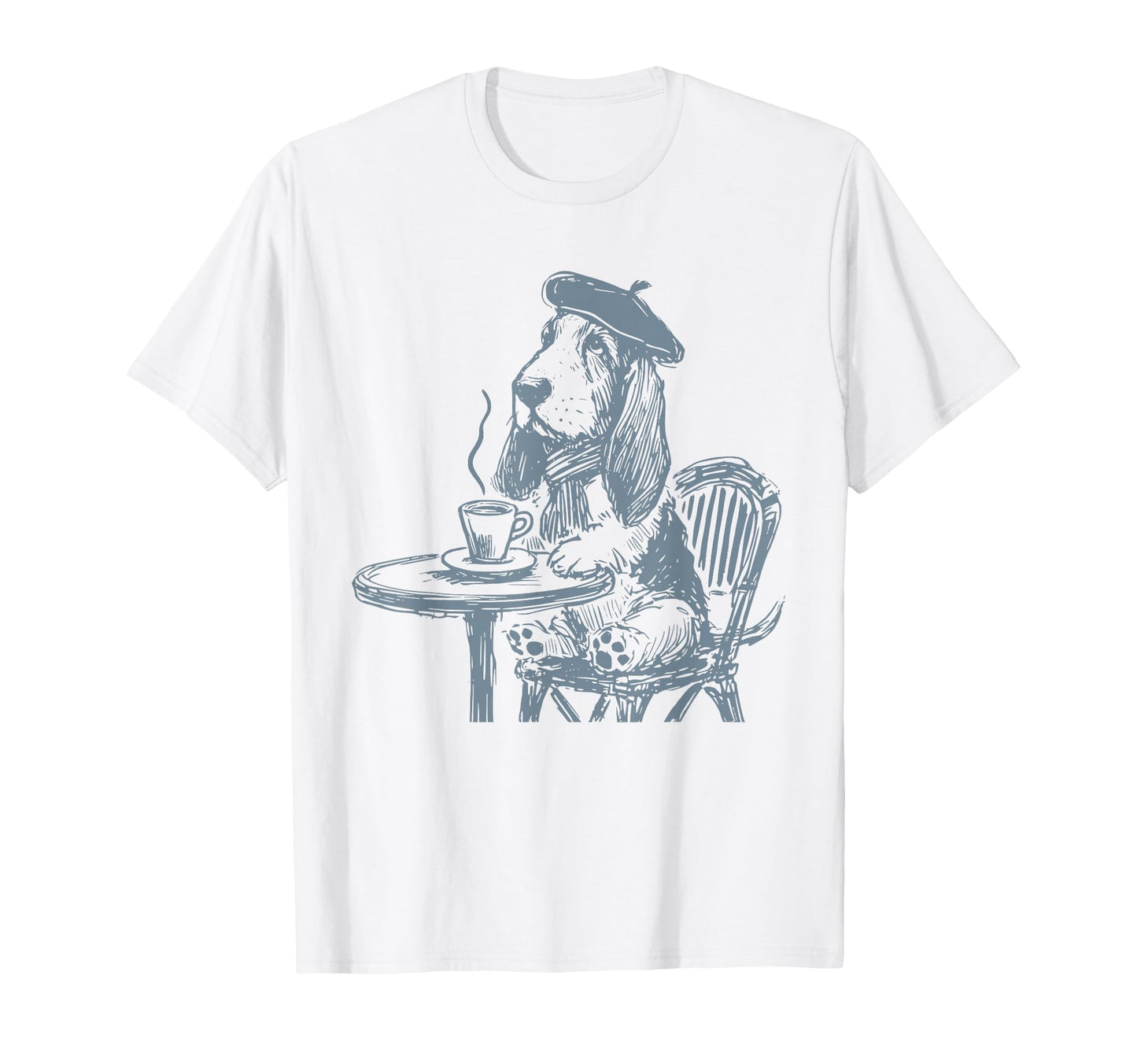 Basset Hound Paris Funny Coffee Dog T-Shirt - Minimalist Print Men Women - T-Shirt, Sweatshirt, Hoodie