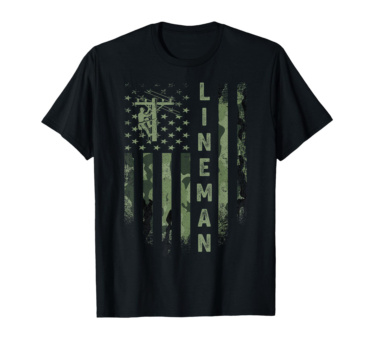 Usa Camo Flag Electric Cable Lineman T-Shirt - Novelty Apparel Unisex - T-Shirt, Sweatshirt, Hoodie