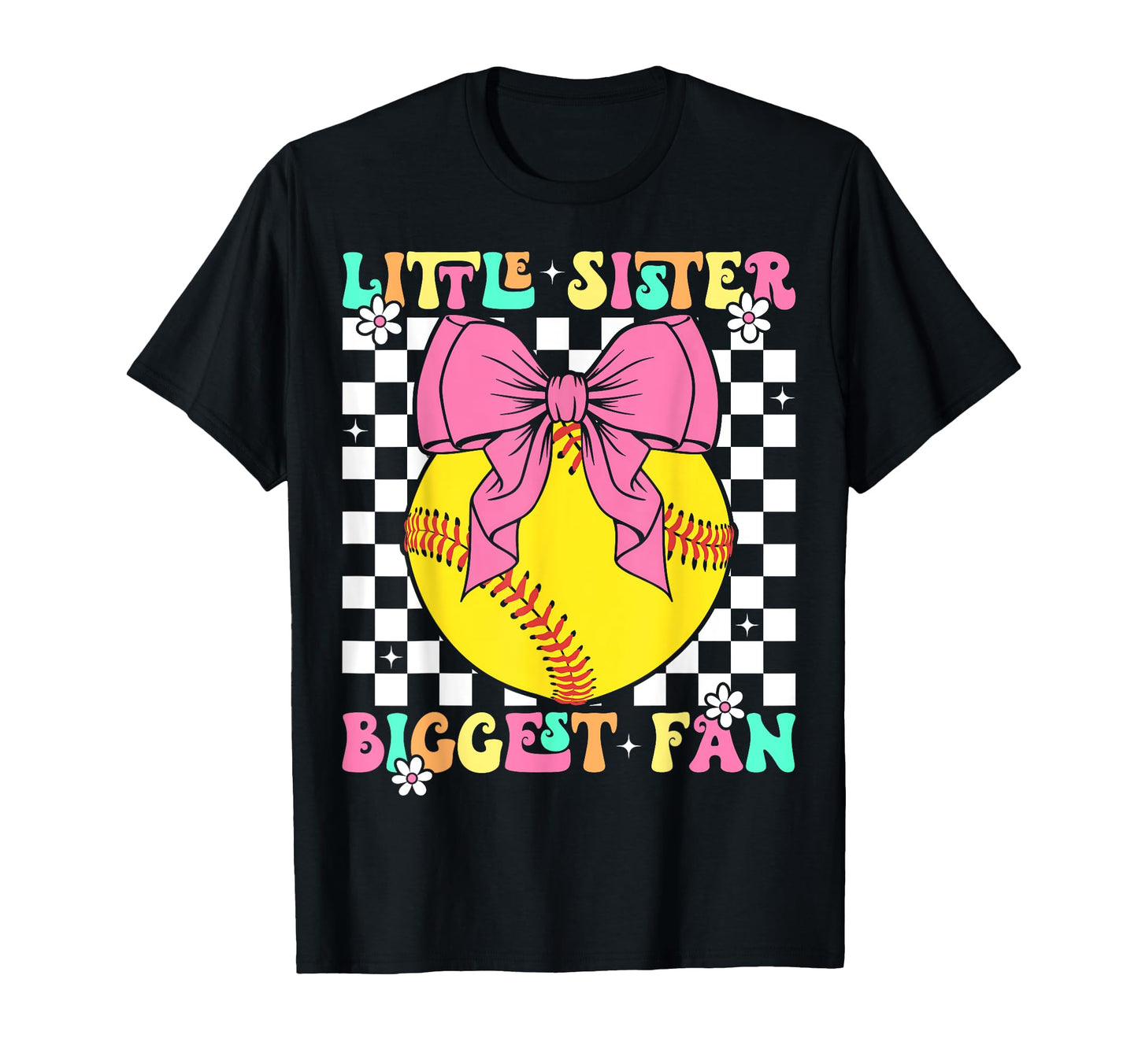 Little Sister Biggest Fan Softball T-Shirt - Minimalist Print for Adults - T-Shirt, Sweatshirt, Hoodie