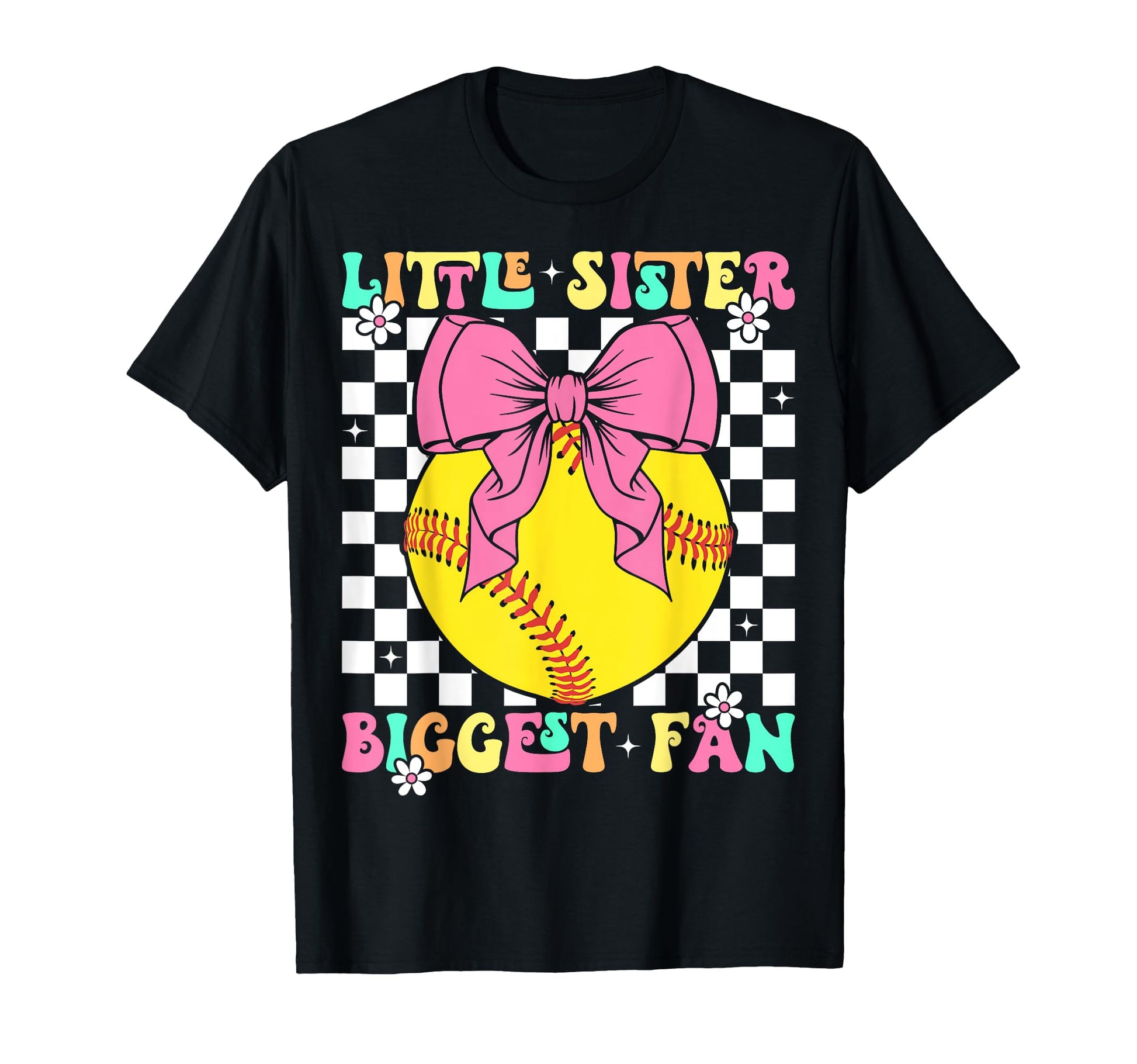 Little Sister Biggest Fan Softball T-Shirt - Minimalist Print for Adults - T-Shirt, Sweatshirt, Hoodie