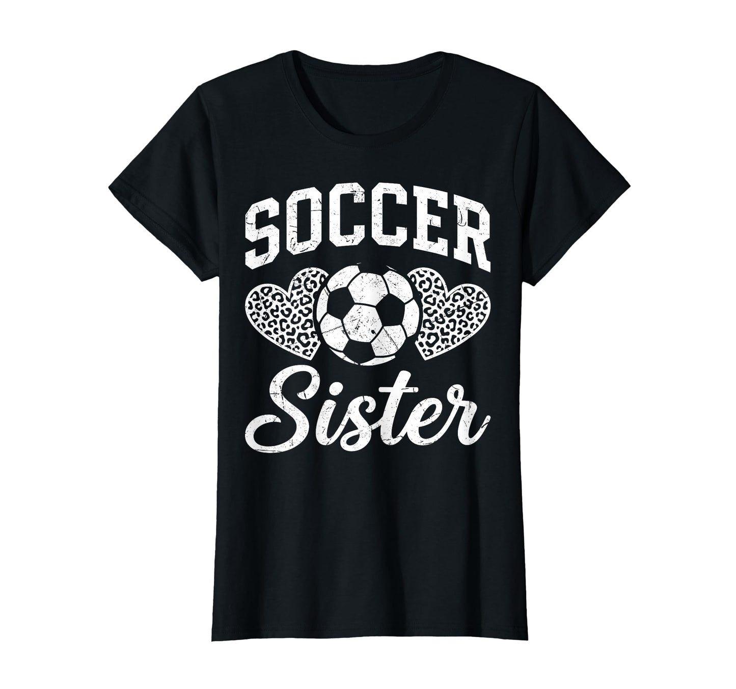Soccer Sister Leopard Hearts Ball T-Shirt - Custom Art Print for Adults - T-Shirt, Sweatshirt, Hoodie