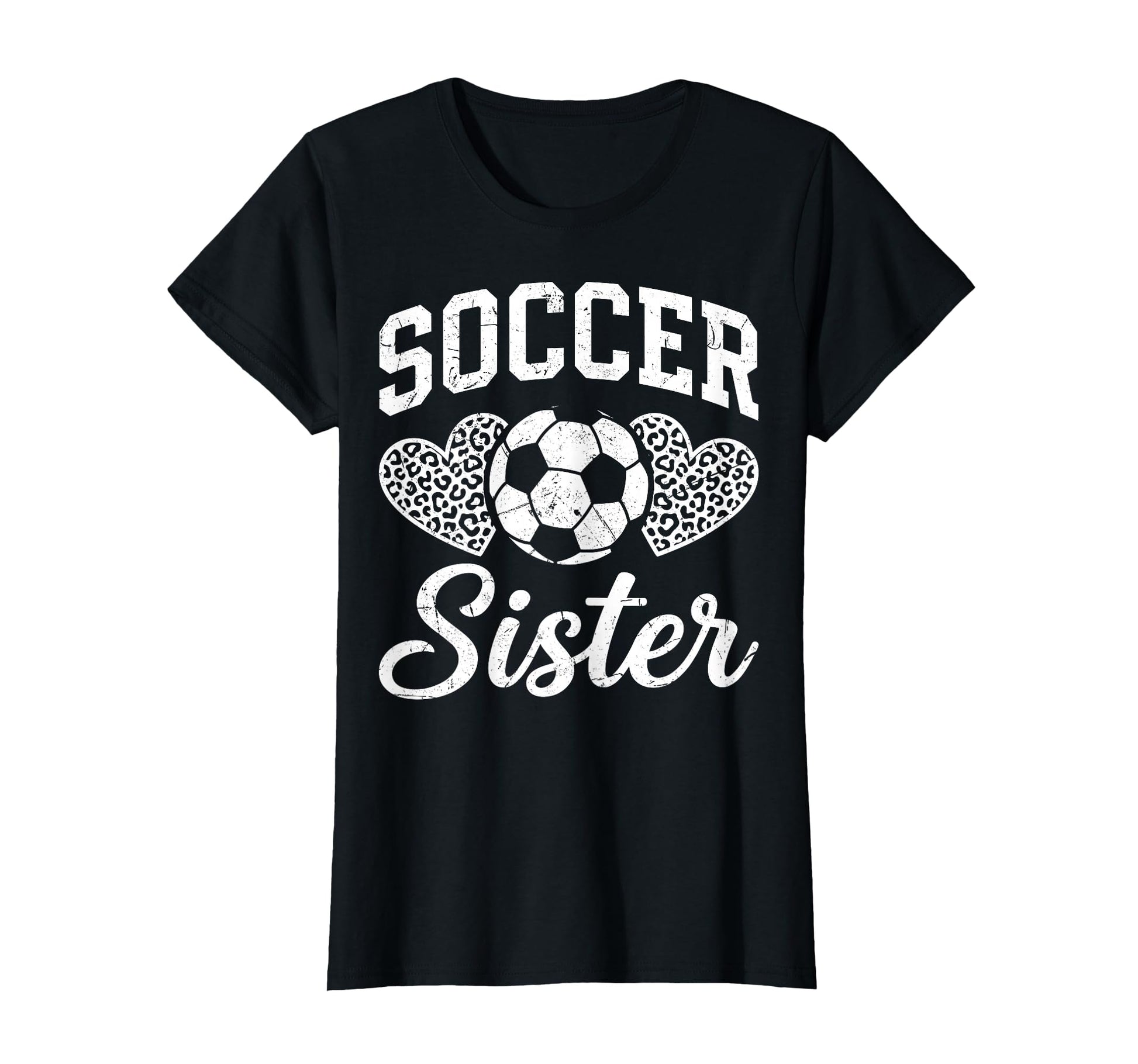 Soccer Sister Leopard Hearts Ball T-Shirt - Custom Art Print for Adults - T-Shirt, Sweatshirt, Hoodie