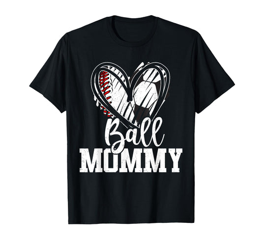Ball Mom Heart Baseball Soccer Sweatshirt - Aesthetic Graphic for Adults - T-Shirt, Sweatshirt, Hoodie