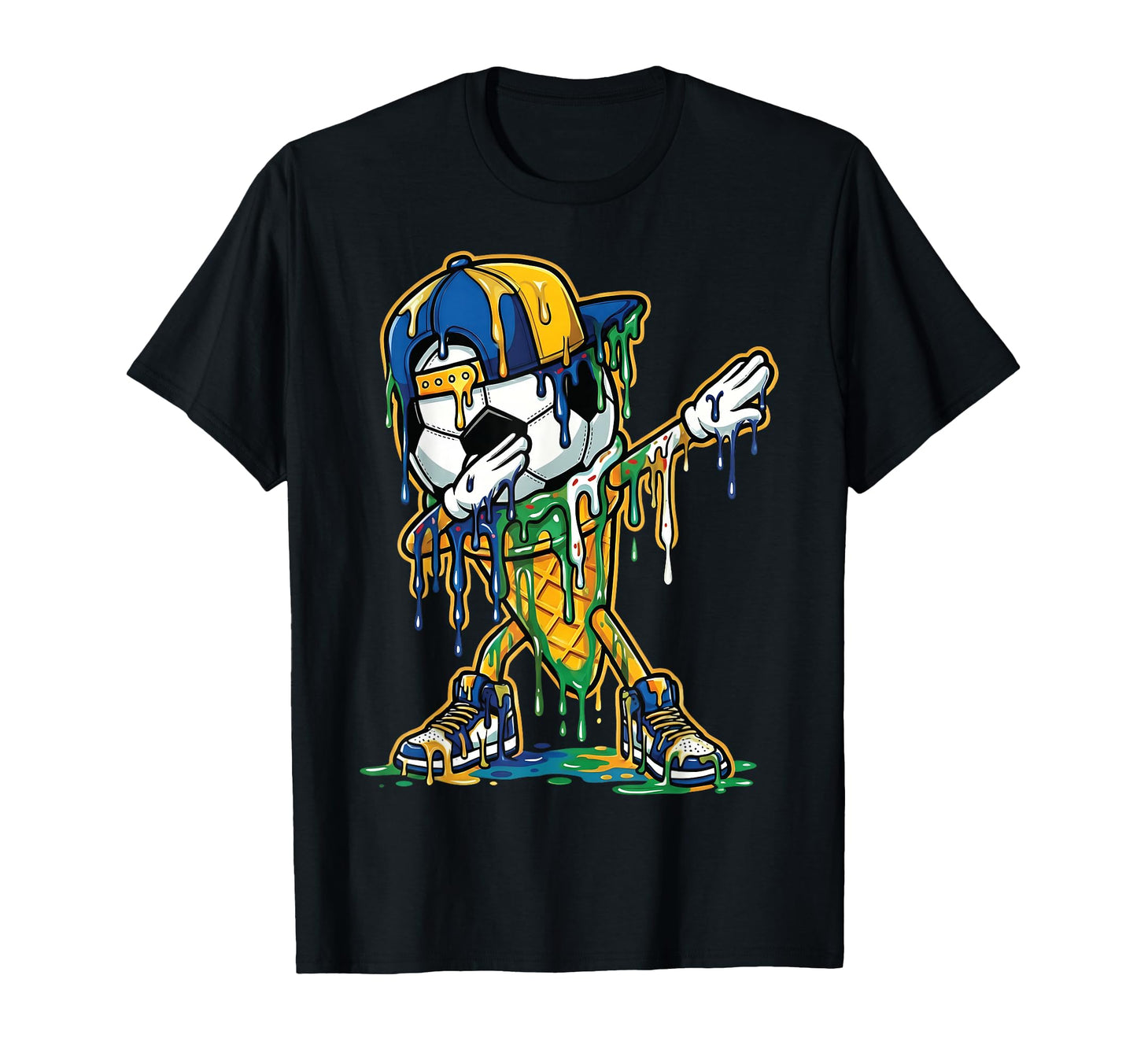 Soccer Ice Cream Dripping Dabbing T-Shirt - Trendy Graphic Men Women - T-Shirt, Sweatshirt, Hoodie