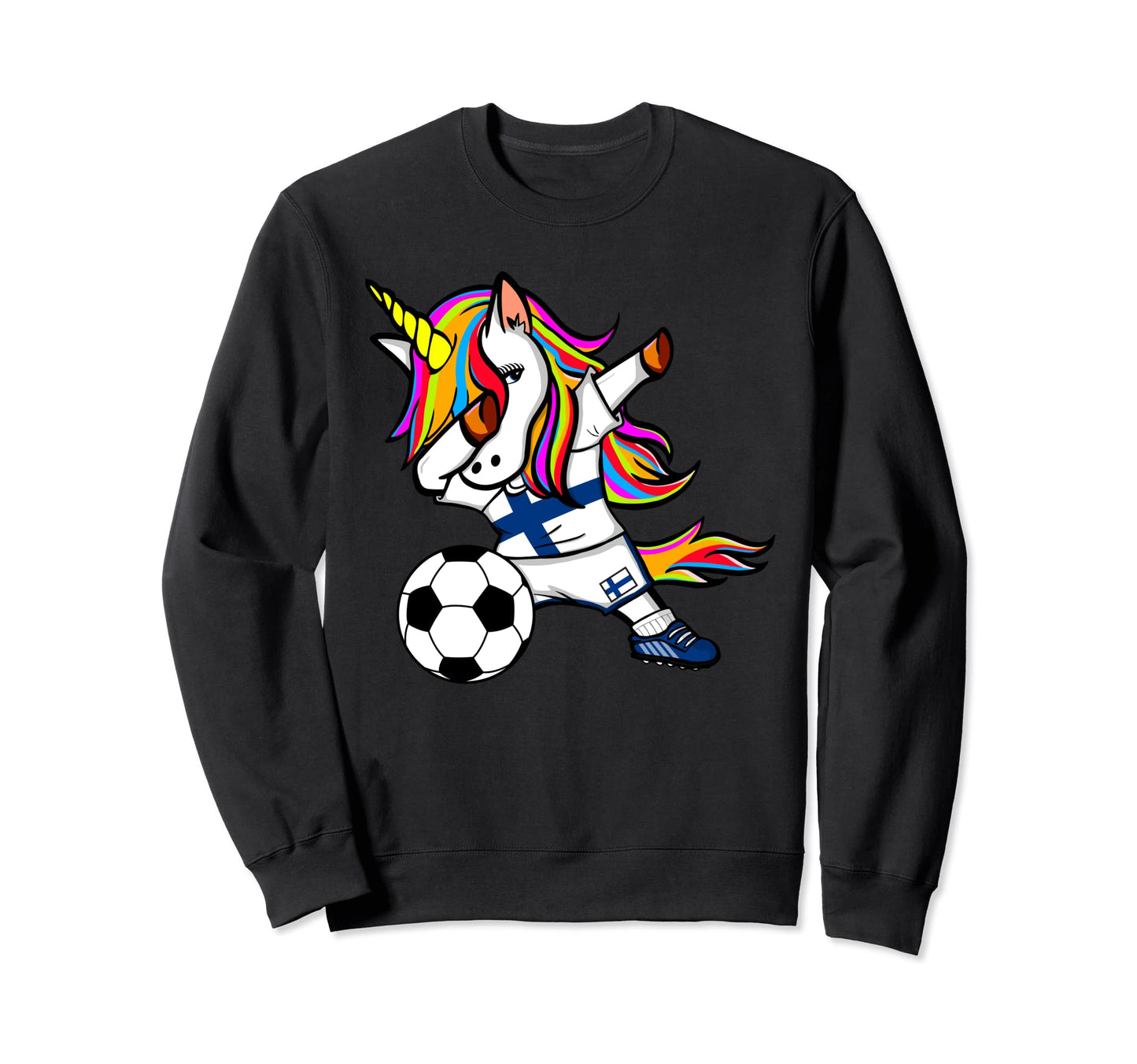 Funny Dabbing Unicorn Finland Football Sweatshirt - Trendy Graphic Unisex - T-Shirt, Sweatshirt, Hoodie