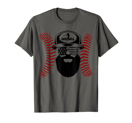 Baseball Beard Dad Patriotic American T-Shirt - Trendy Graphic Men Women - T-Shirt, Sweatshirt, Hoodie