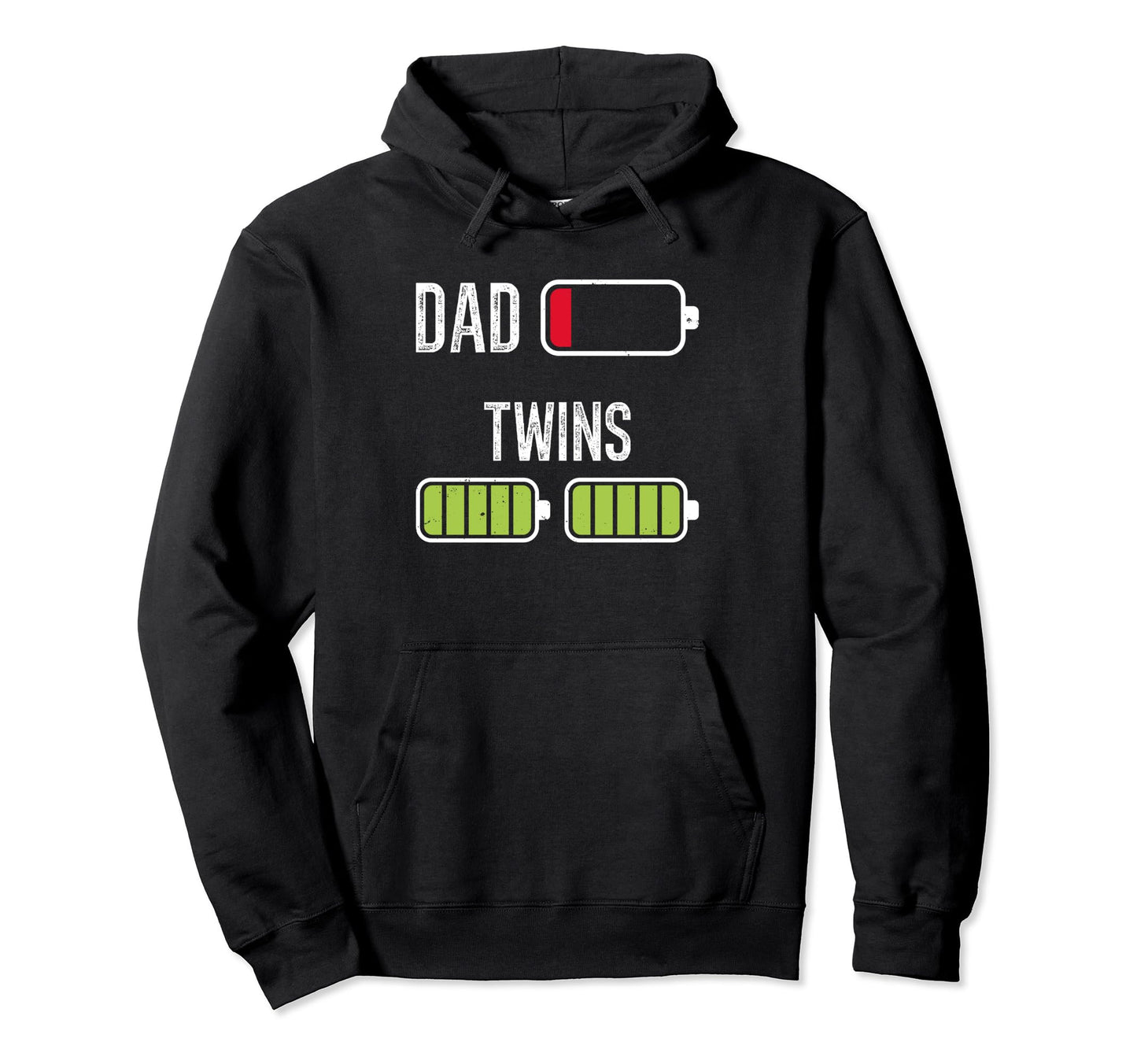 Twin Dad Father Two Battery Dad Twins Hoodie - Graphic Print Men Women - T-Shirt, Sweatshirt, Hoodie