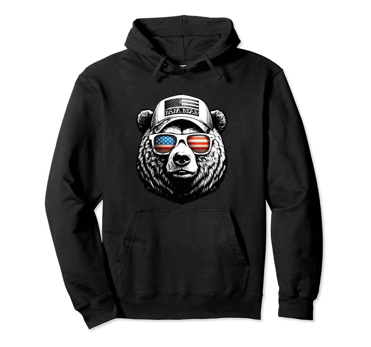 Papa Bear Face Sunglases 4Th July Hoodie - Casual Everyday Wear Unisex - T-Shirt, Sweatshirt, Hoodie