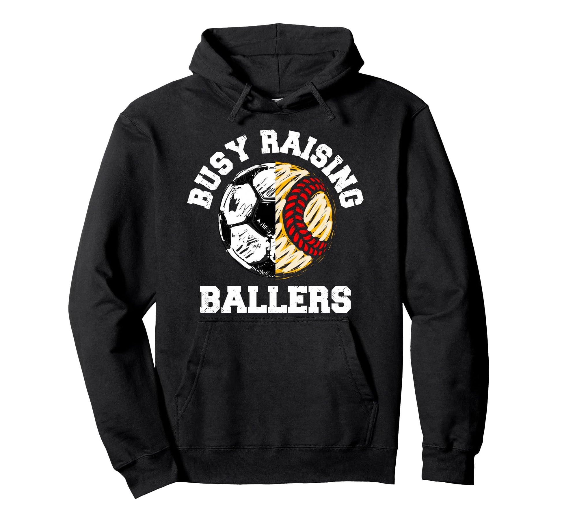 Busy Raising Ballers Funny Soccer Hoodie - Minimalist Print Men Women - T-Shirt, Sweatshirt, Hoodie