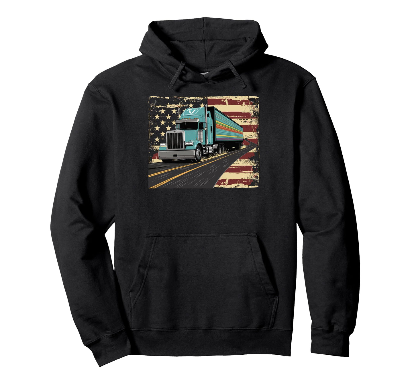 Best Truck Driver Art Dad Trucking Usa Flag Hoodie - Graphic Print Unisex - T-Shirt, Sweatshirt, Hoodie
