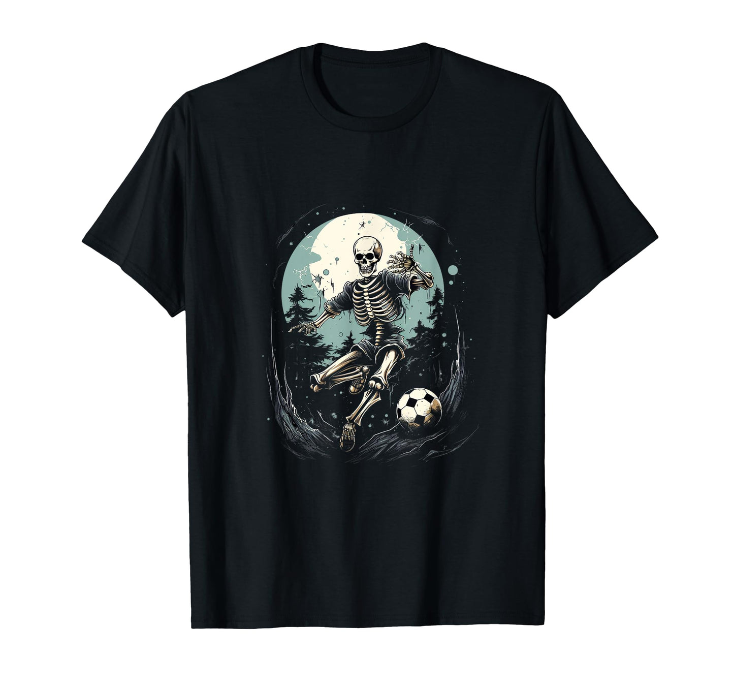 Skeleton Playing Soccer Halloween T-Shirt - Fun Novelty Design for Adults - T-Shirt, Sweatshirt, Hoodie