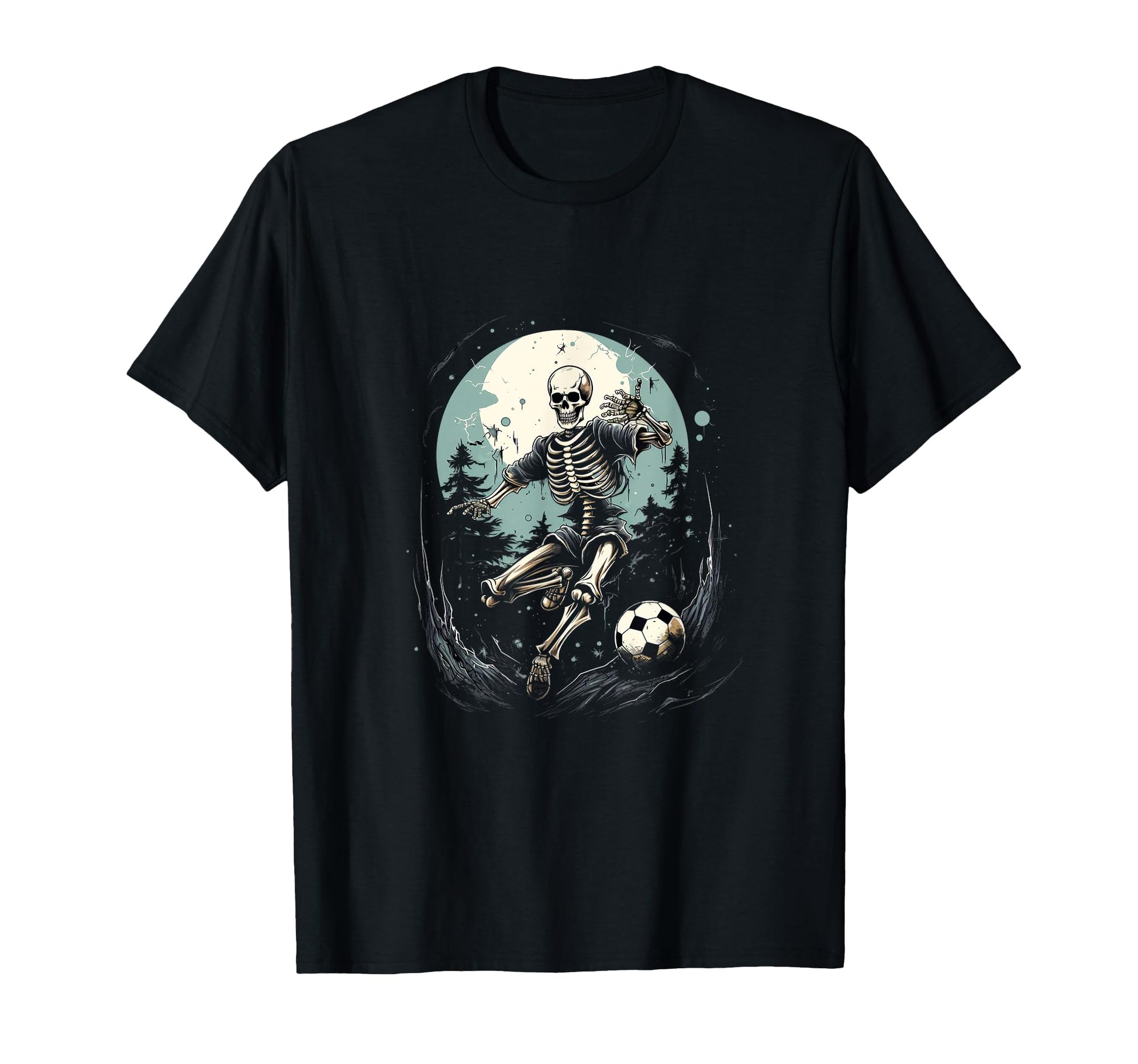 Skeleton Playing Soccer Halloween T-Shirt - Fun Novelty Design for Adults - T-Shirt, Sweatshirt, Hoodie