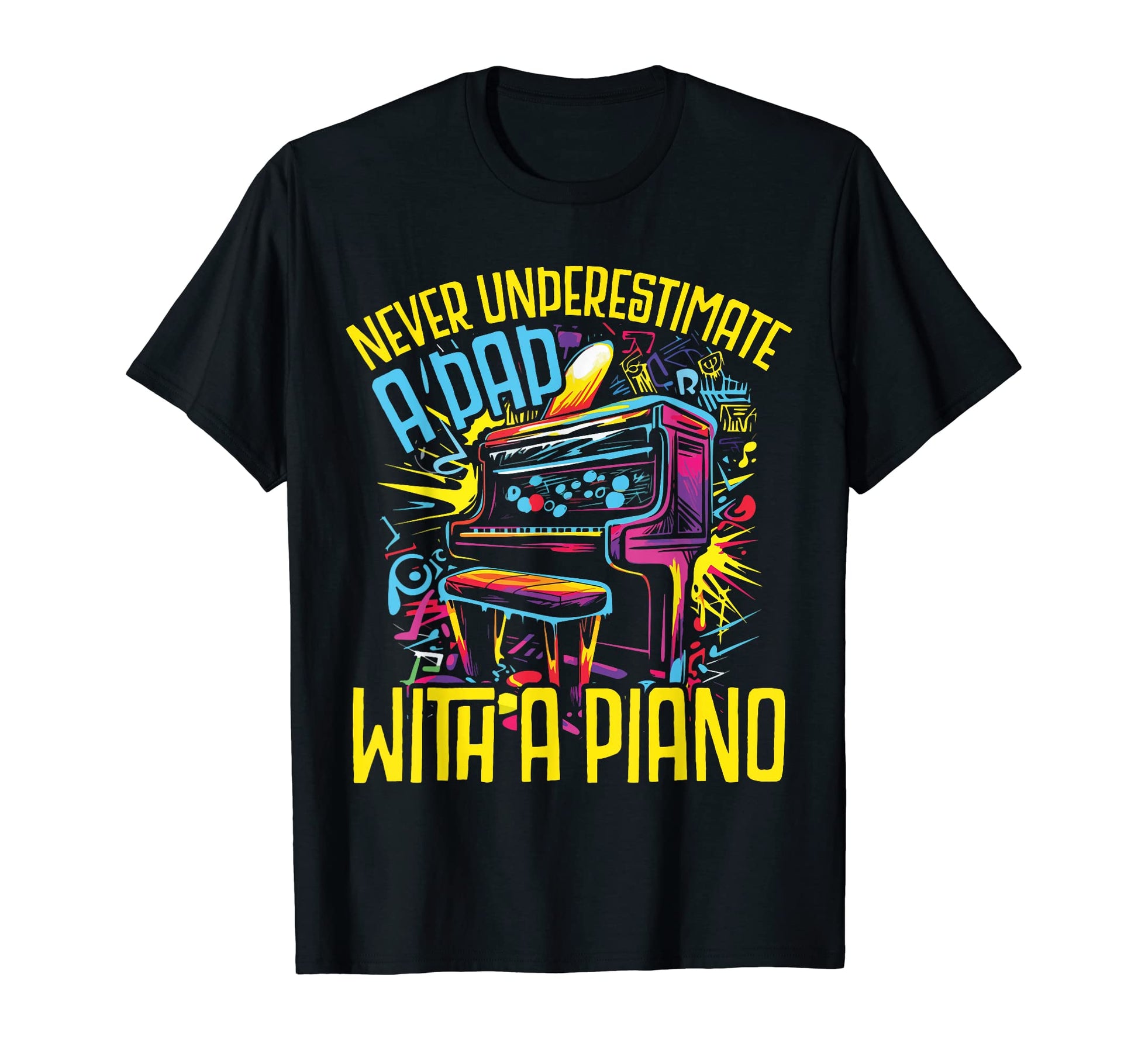 Piano Dad Piano Pianist Keyboard T-Shirt - Graphic Print for Adults - T-Shirt, Sweatshirt, Hoodie