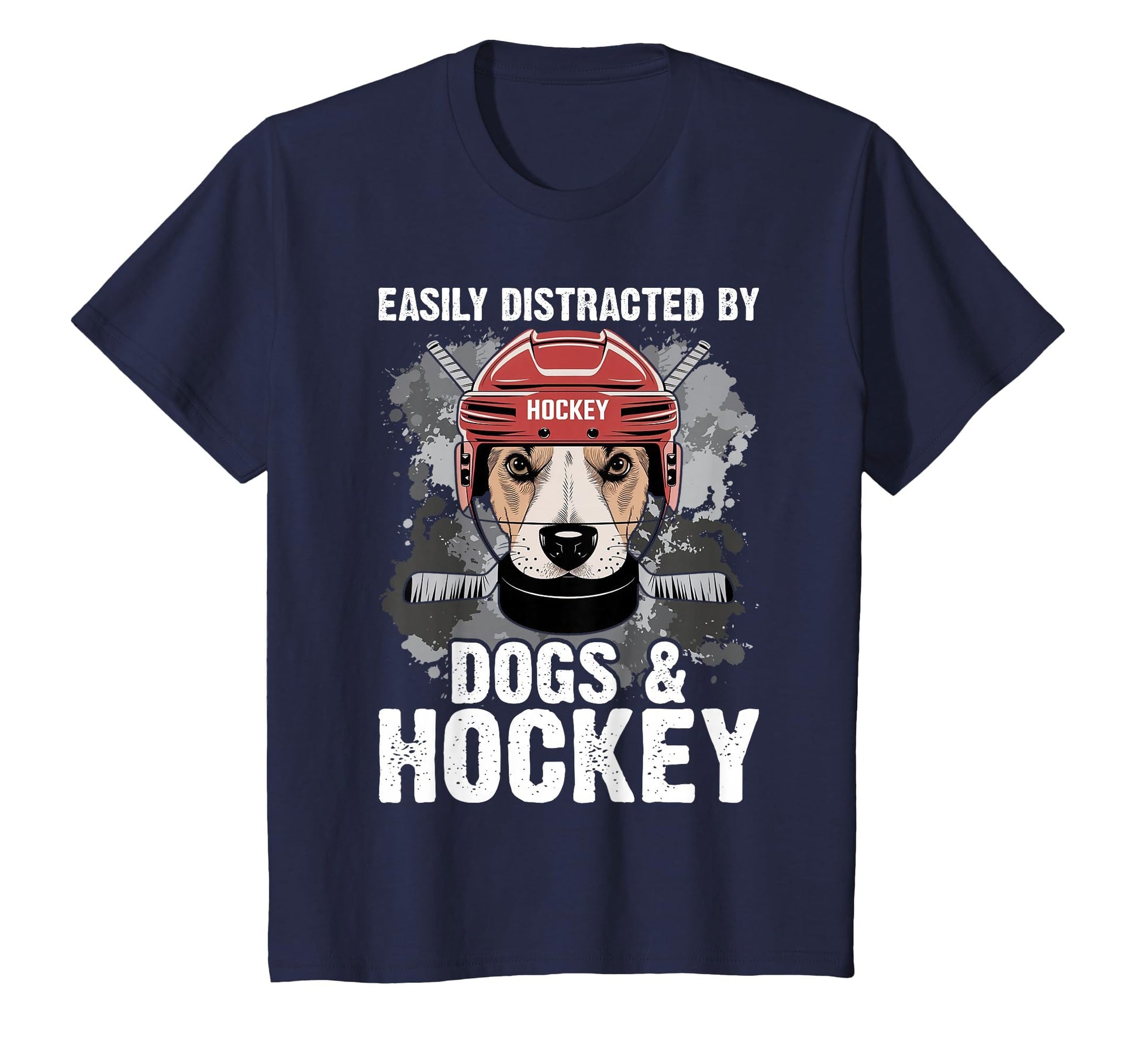 Easily Distracted Dogs And Hockey T-Shirt - Streetwear Style for Adults - T-Shirt, Sweatshirt, Hoodie
