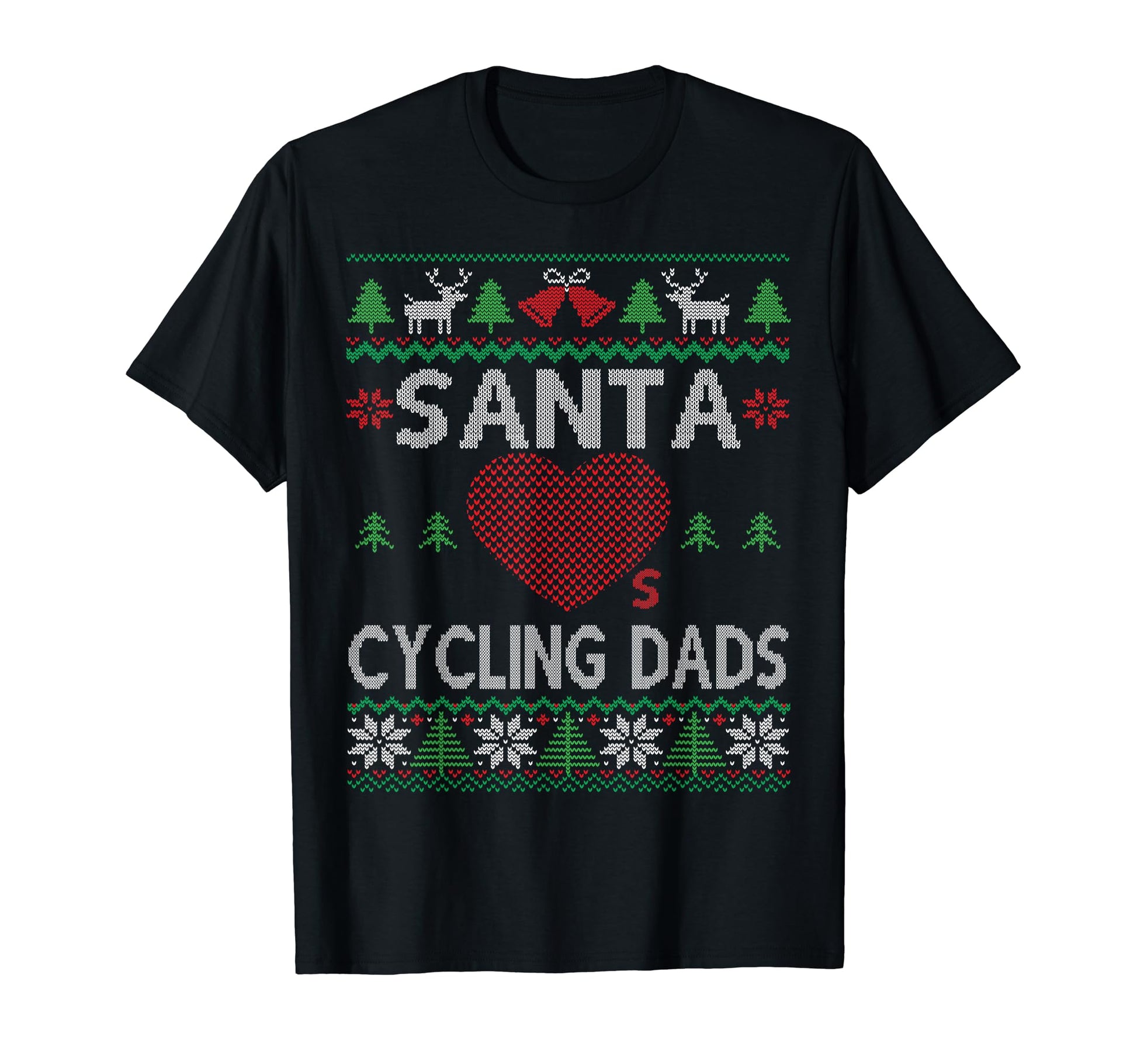 Santa Loves Cycling Dads Funny Ugly T-Shirt - Custom Art Print for Adults - T-Shirt, Sweatshirt, Hoodie