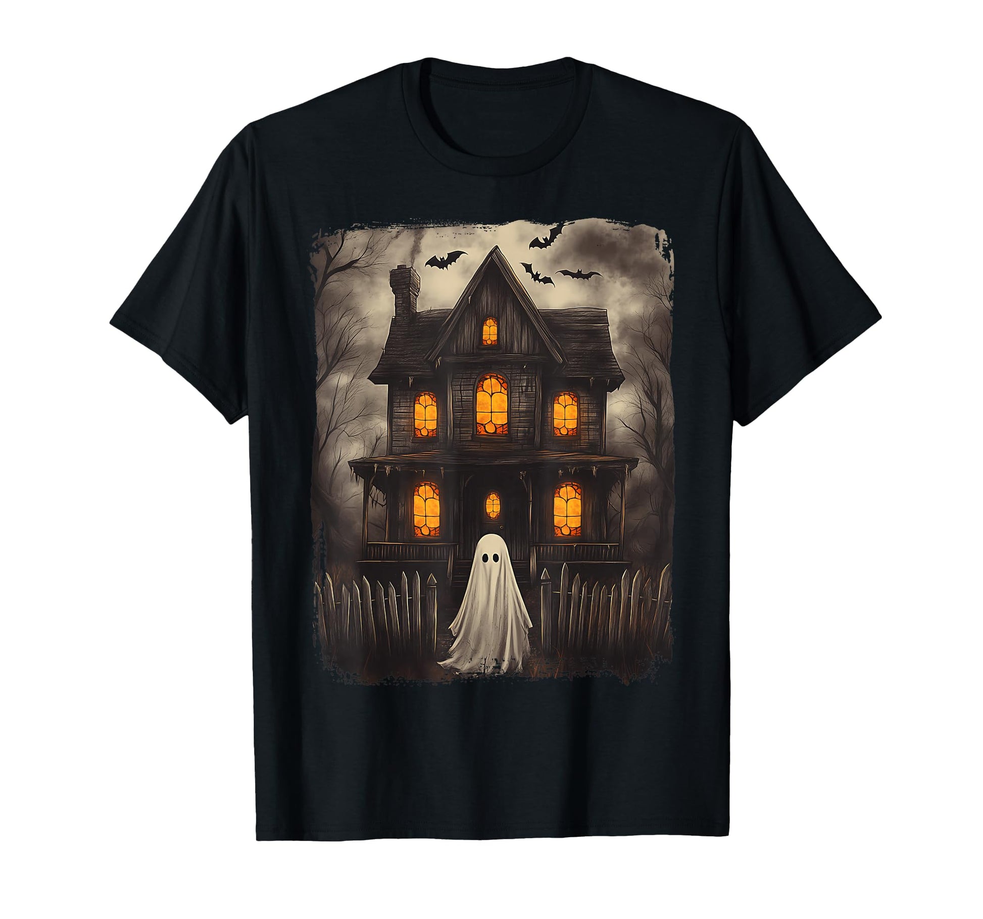 Ghost Haunted House Scary Halloween T-Shirt - Unique Graphic Unisex - T-Shirt, Sweatshirt, Hoodie