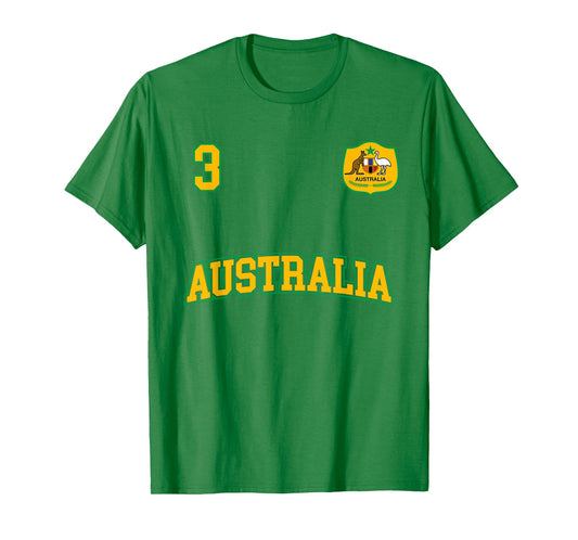 Australia Soccer No 3 Back T-Shirt - Aesthetic Graphic for Adults - T-Shirt, Sweatshirt, Hoodie