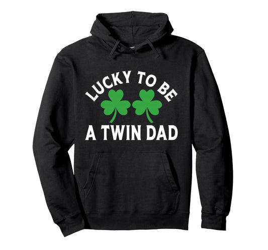 Announcement Lucky To Be Twin Dad St Hoodie - Minimalist Print for Adults - T-Shirt, Sweatshirt, Hoodie