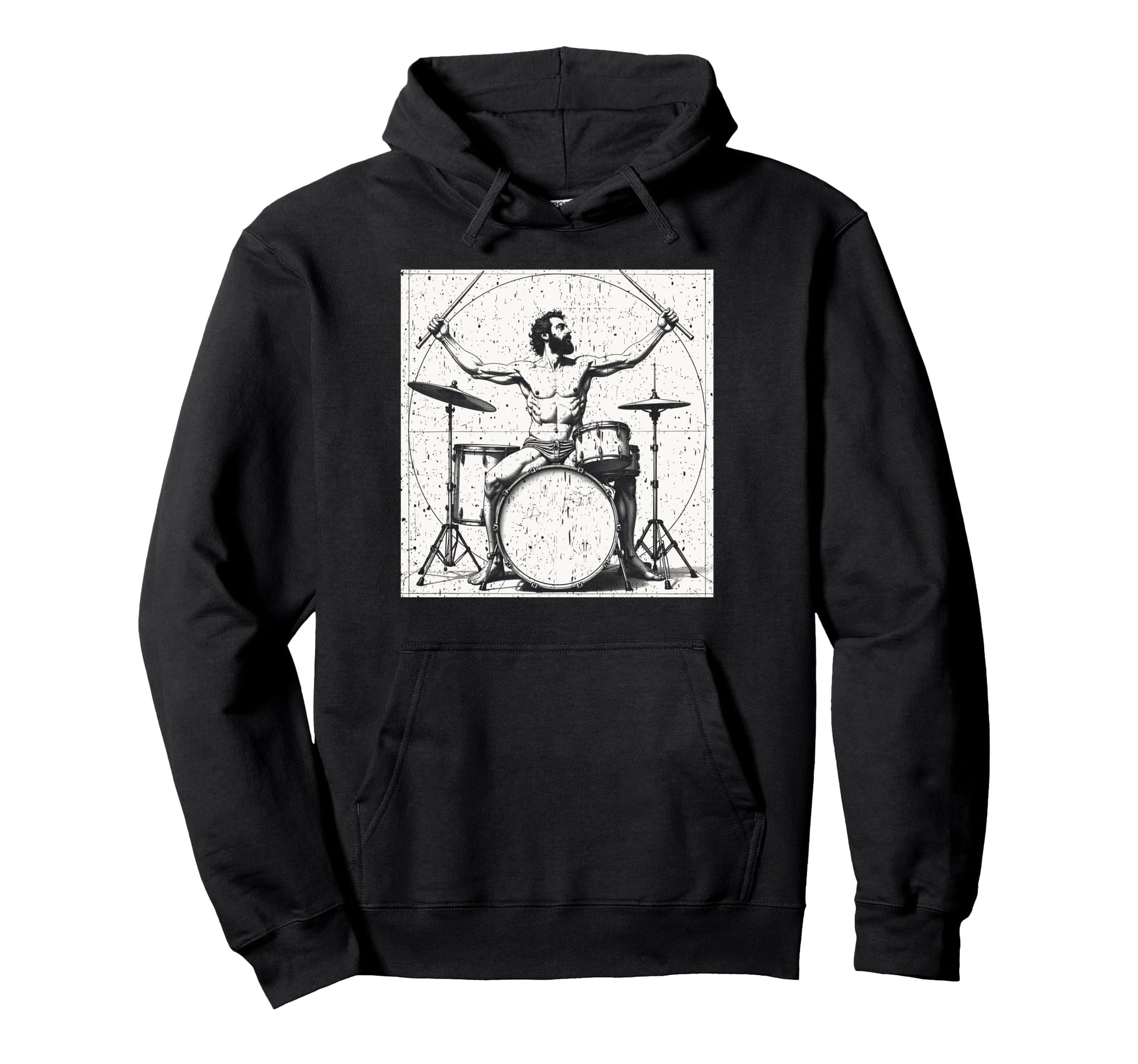 Drummer Da Vinci Drums Drawing Music Hoodie - Novelty Apparel for Adults - T-Shirt, Sweatshirt, Hoodie