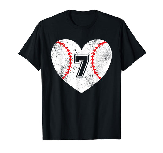 Baseball Heart Player 7 Baseball Mom T-Shirt - Unique Graphic for Adults - T-Shirt, Sweatshirt, Hoodie
