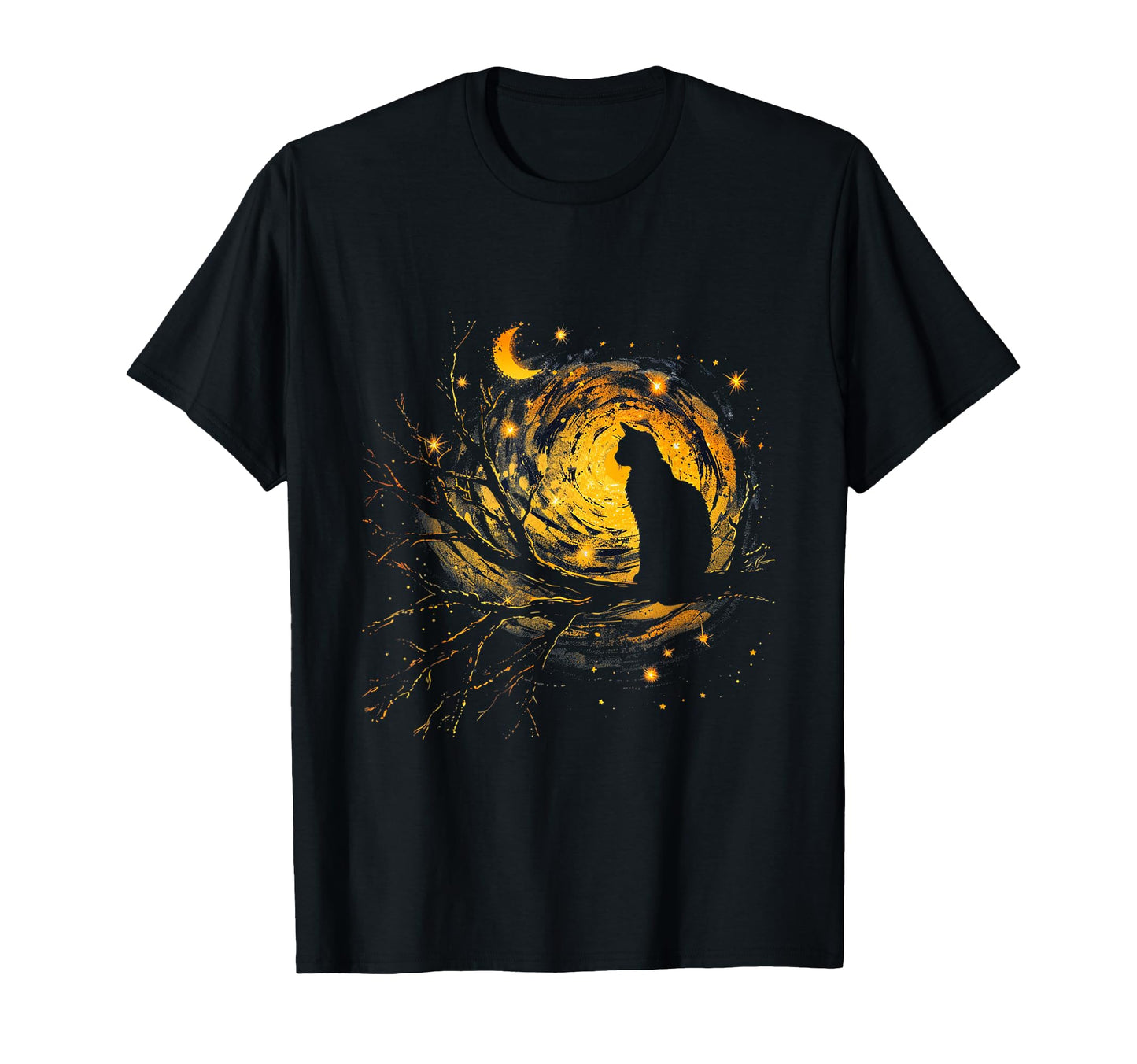 Cat Starry Night Van Gogh Cat Cat T-Shirt - Fun Novelty Design Men Women - T-Shirt, Sweatshirt, Hoodie