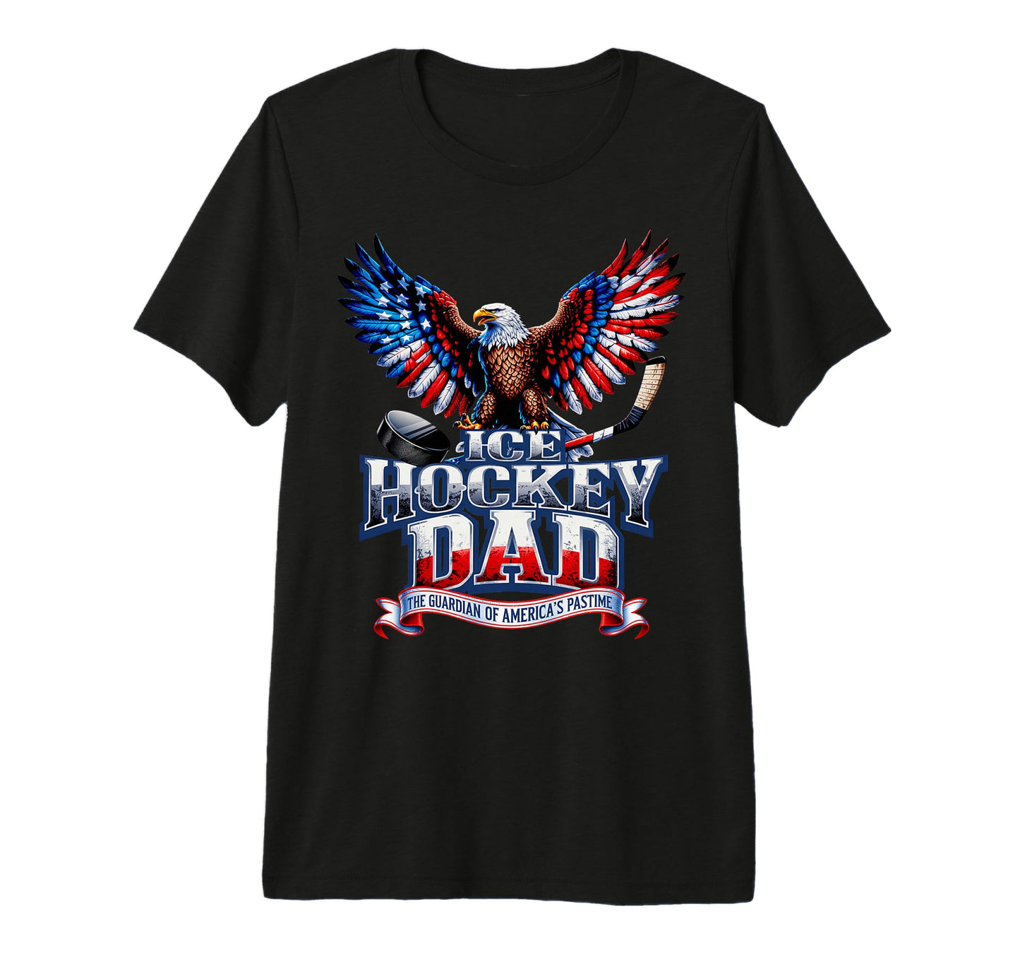 Mens Ice Hockey Dad American Flag T-Shirt - Fun Novelty Design Unisex - T-Shirt, Sweatshirt, Hoodie