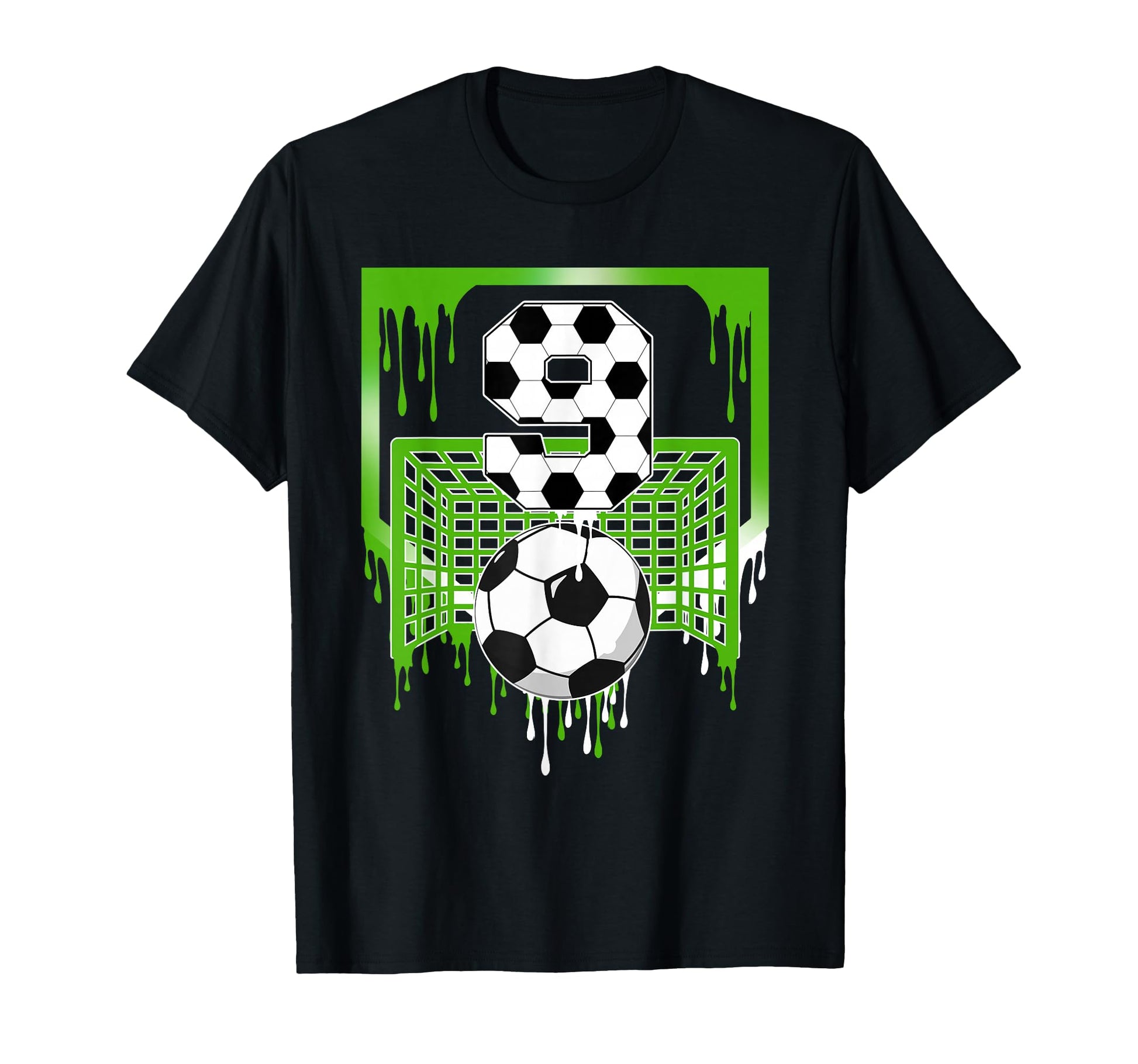 9Th Birthday Soccer Ice Cream Drip 9 T-Shirt - Unique Graphic Men Women - T-Shirt, Sweatshirt, Hoodie