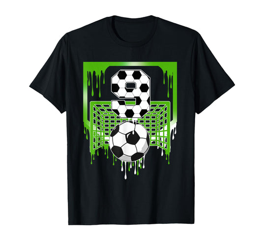 9Th Birthday Soccer Ice Cream Drip 9 T-Shirt - Unique Graphic Men Women - T-Shirt, Sweatshirt, Hoodie