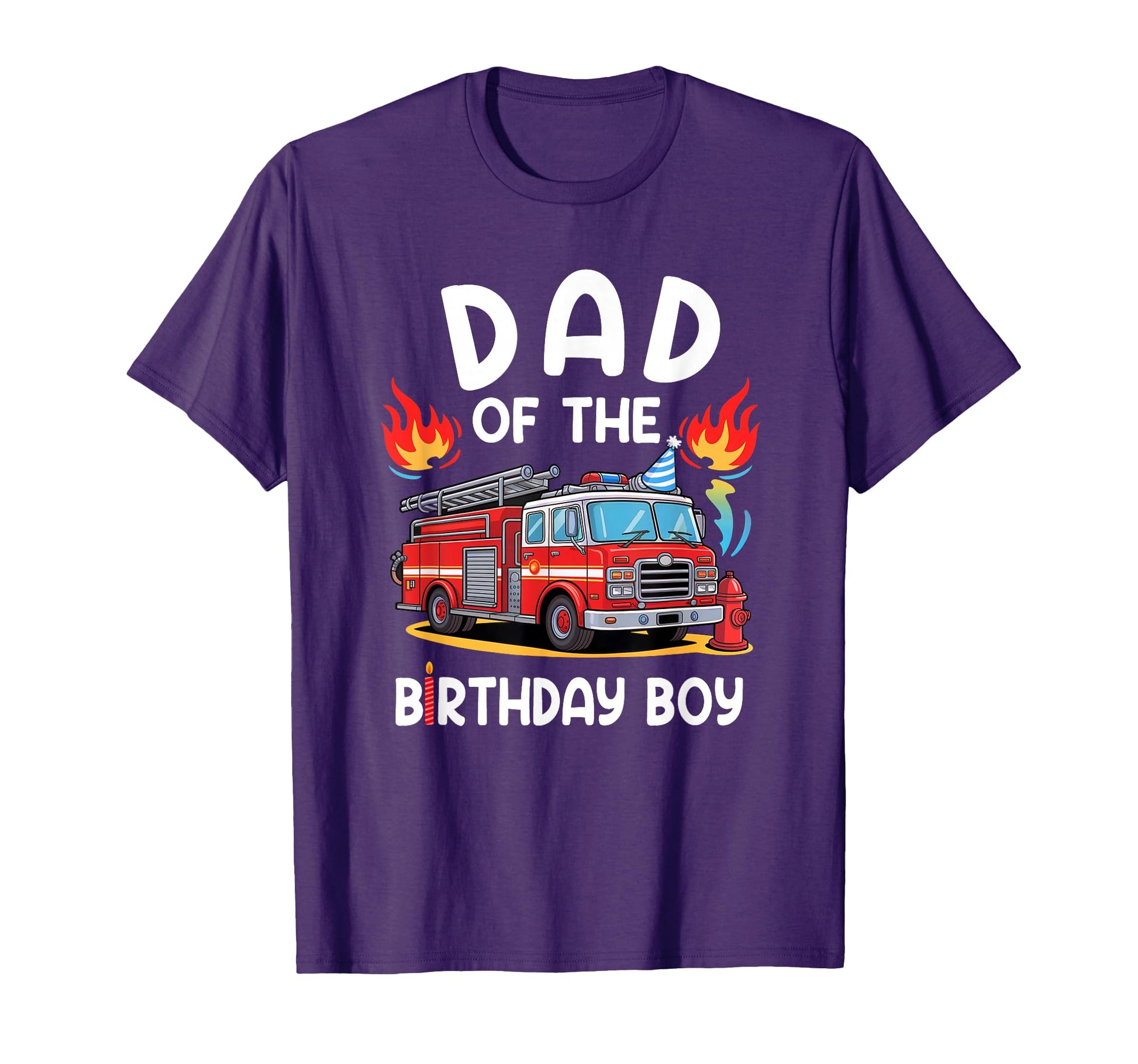 Dad Birthday Fire Truck Firefighter 1St T-Shirt - Graphic Print Unisex - T-Shirt, Sweatshirt, Hoodie