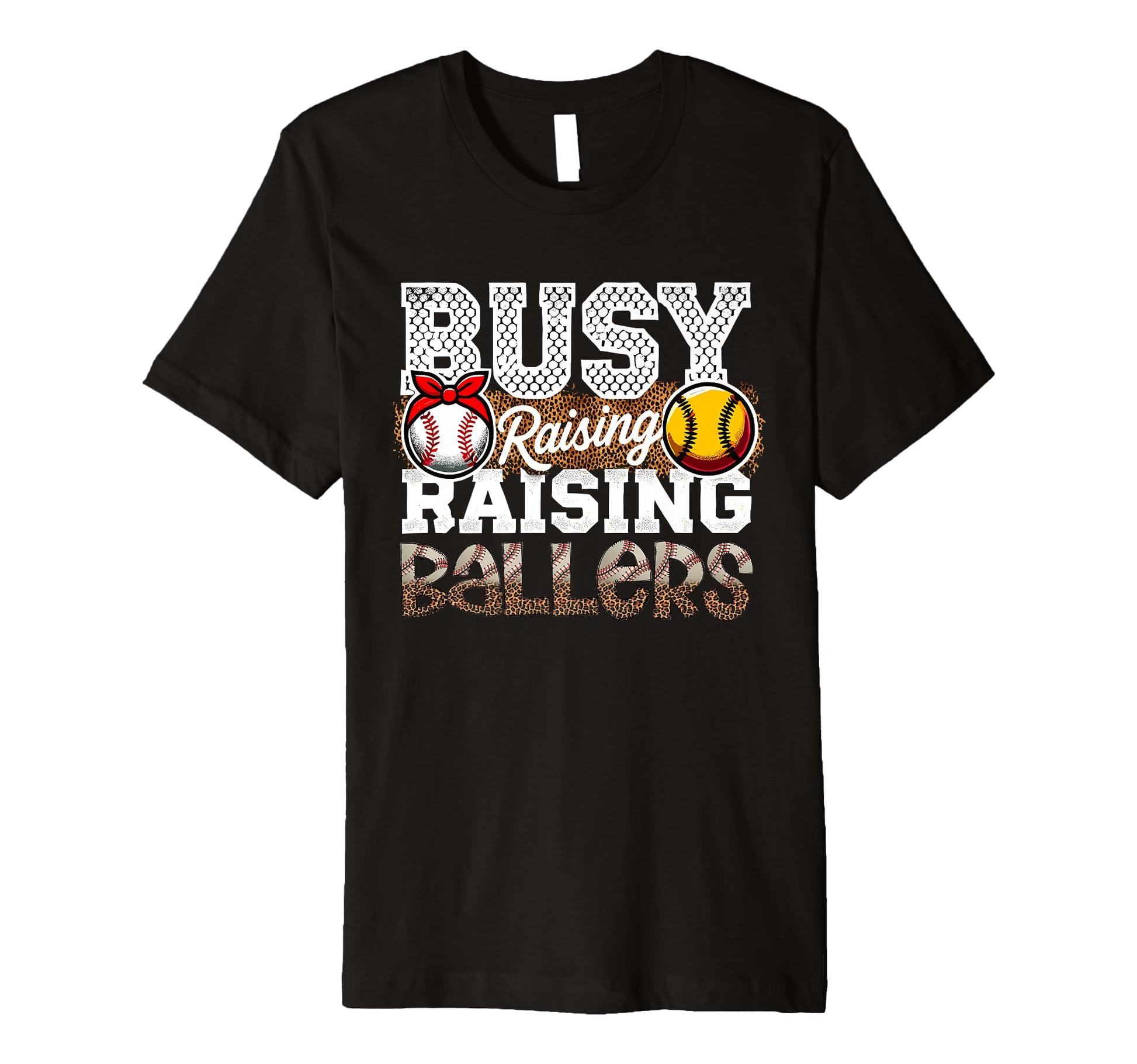 Busy Raising Ballers Leopard Softball And T-Shirt - Graphic Print Unisex - T-Shirt, Sweatshirt, Hoodie