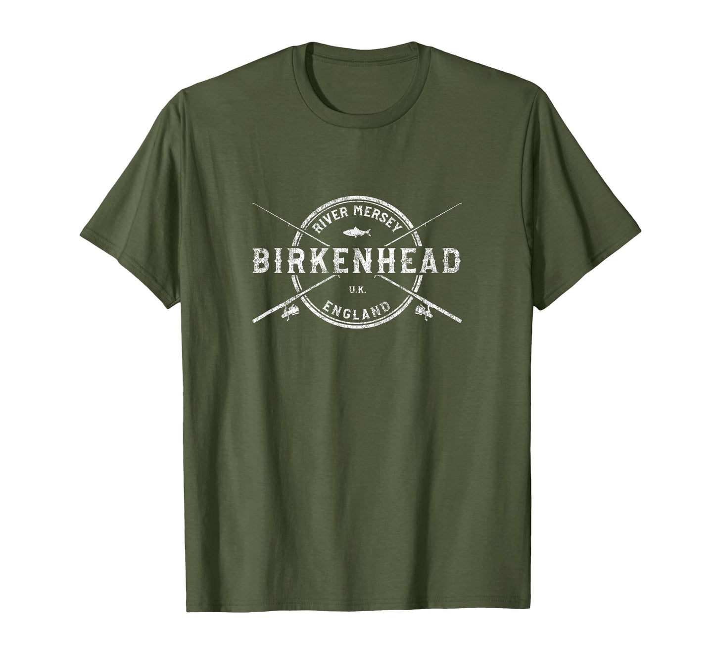 Birkenhead Crossed Fishing Rods T-Shirt - Minimalist Print for Adults - T-Shirt, Sweatshirt, Hoodie