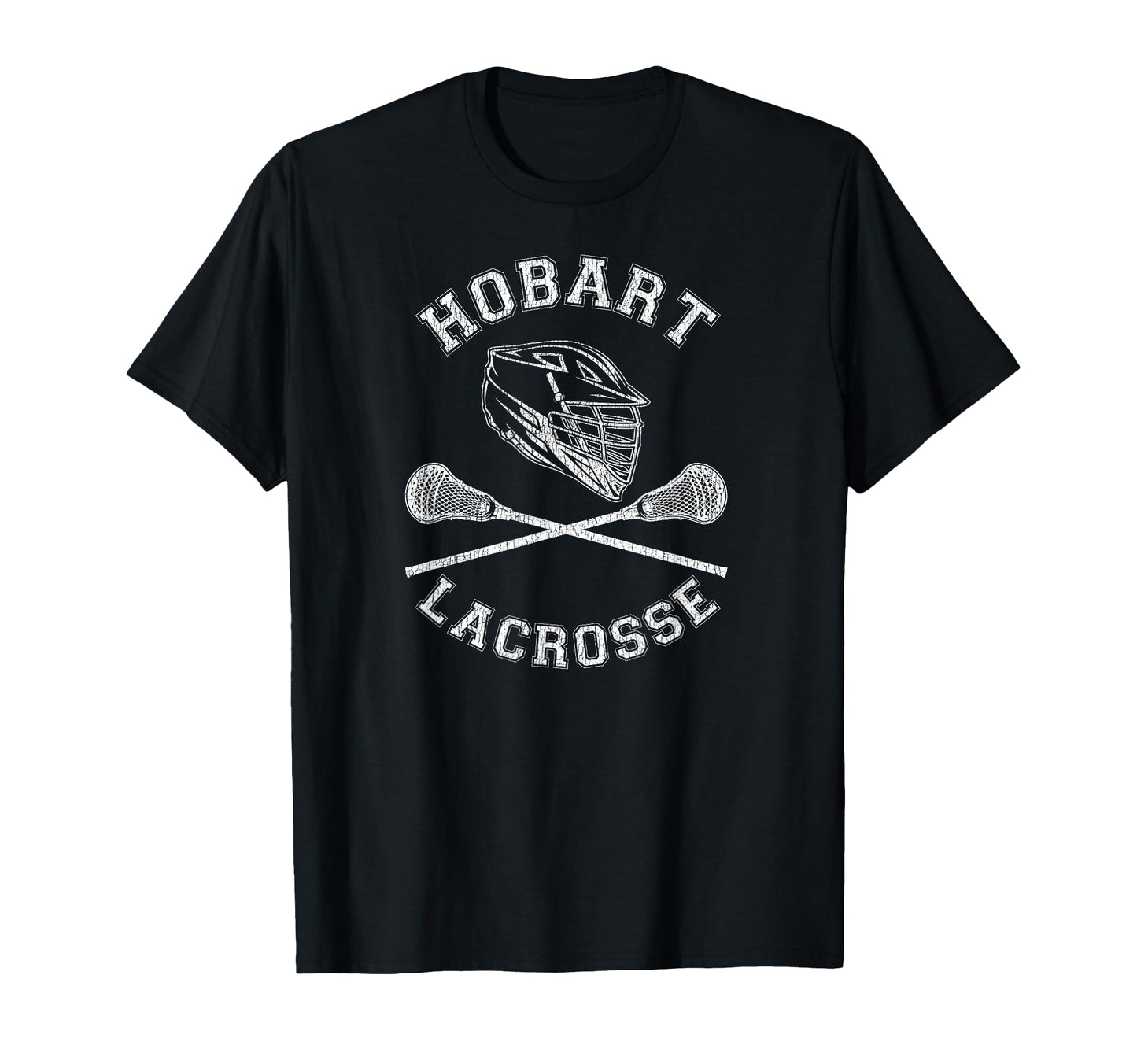 Hobart Lacrosse Distressed Lax T-Shirt - Novelty Apparel for Adults - T-Shirt, Sweatshirt, Hoodie