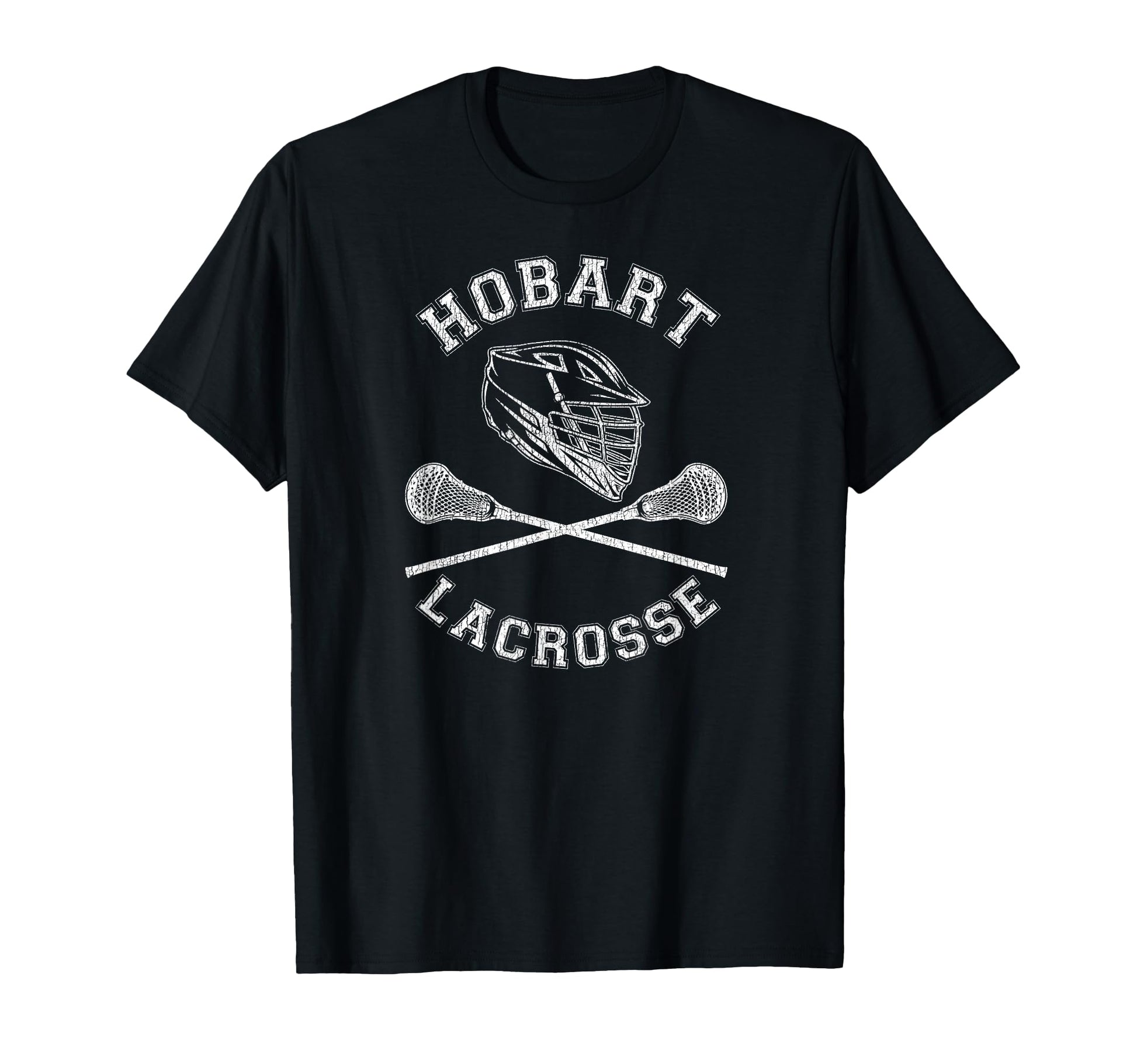 Hobart Lacrosse Distressed Lax T-Shirt - Novelty Apparel for Adults - T-Shirt, Sweatshirt, Hoodie