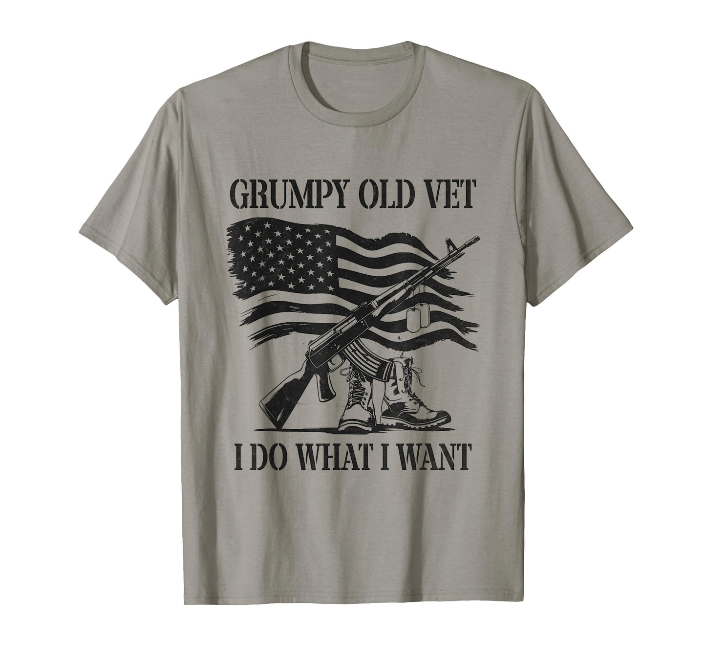 Grumpy Old Vet Veteran Military Boots T-Shirt - Trendy Graphic for Adults - T-Shirt, Sweatshirt, Hoodie