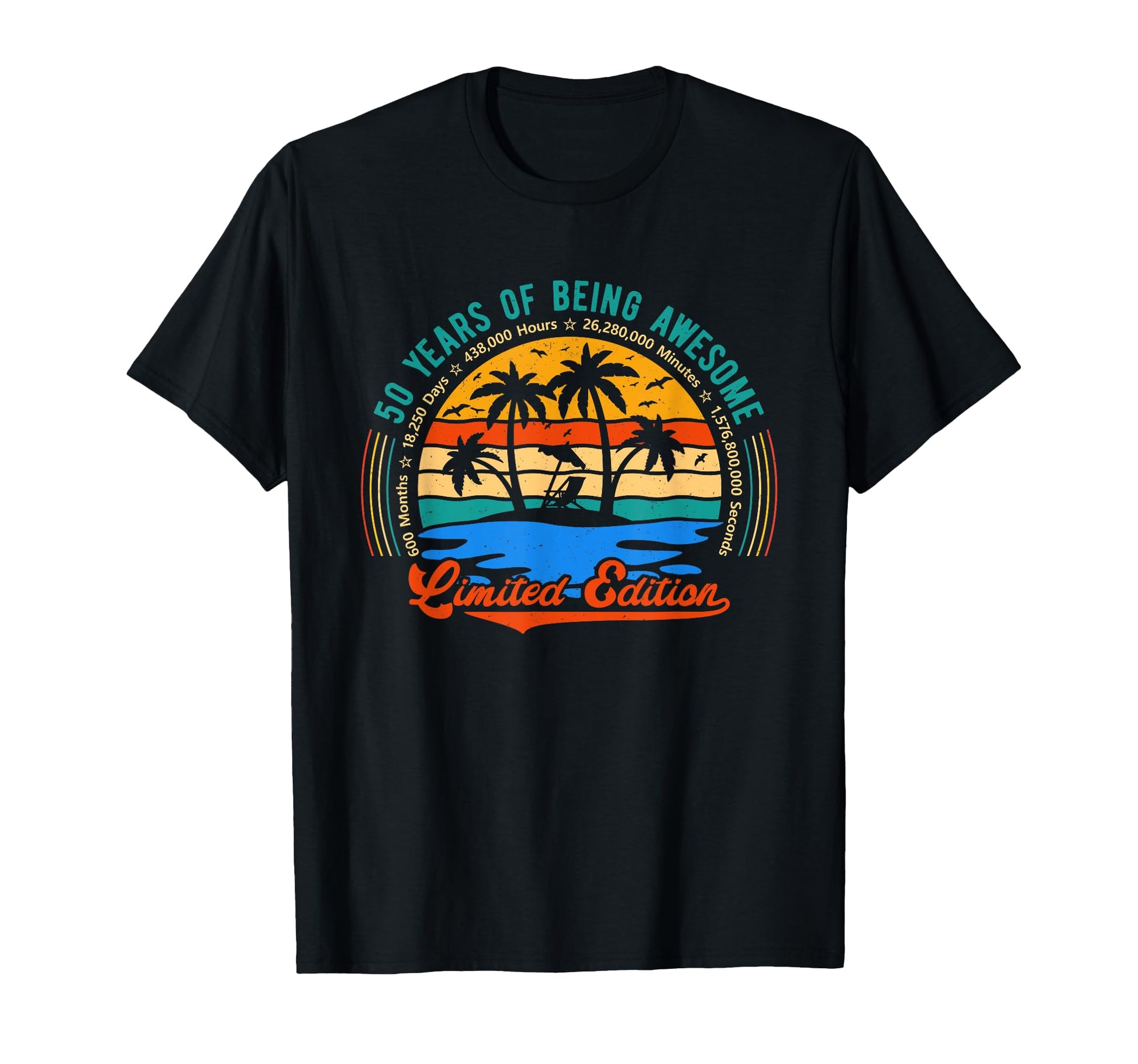 50 Years Old Palm Tree 50Th Birthday T-Shirt - Minimalist Print Men Women - T-Shirt, Sweatshirt, Hoodie