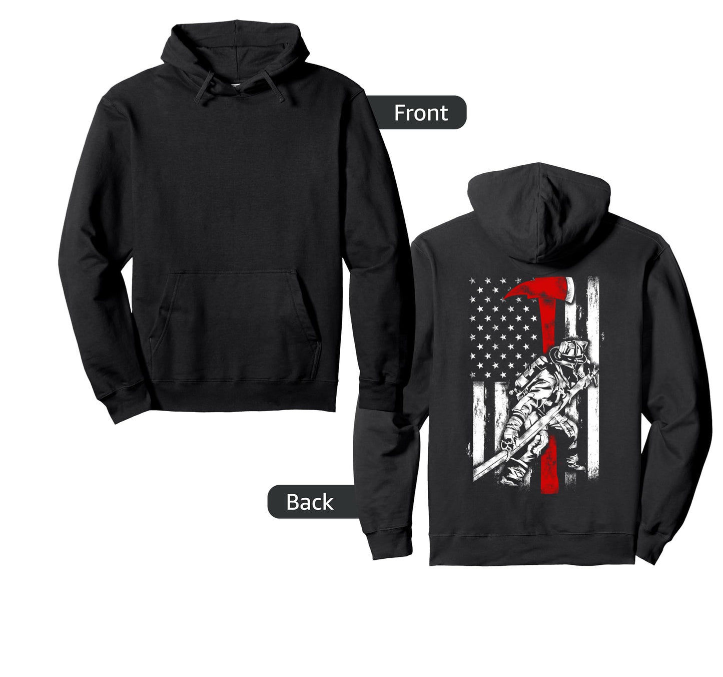 Firefighter Red Axe Distressed Fireman Hoodie - Minimalist Print Unisex - T-Shirt, Sweatshirt, Hoodie