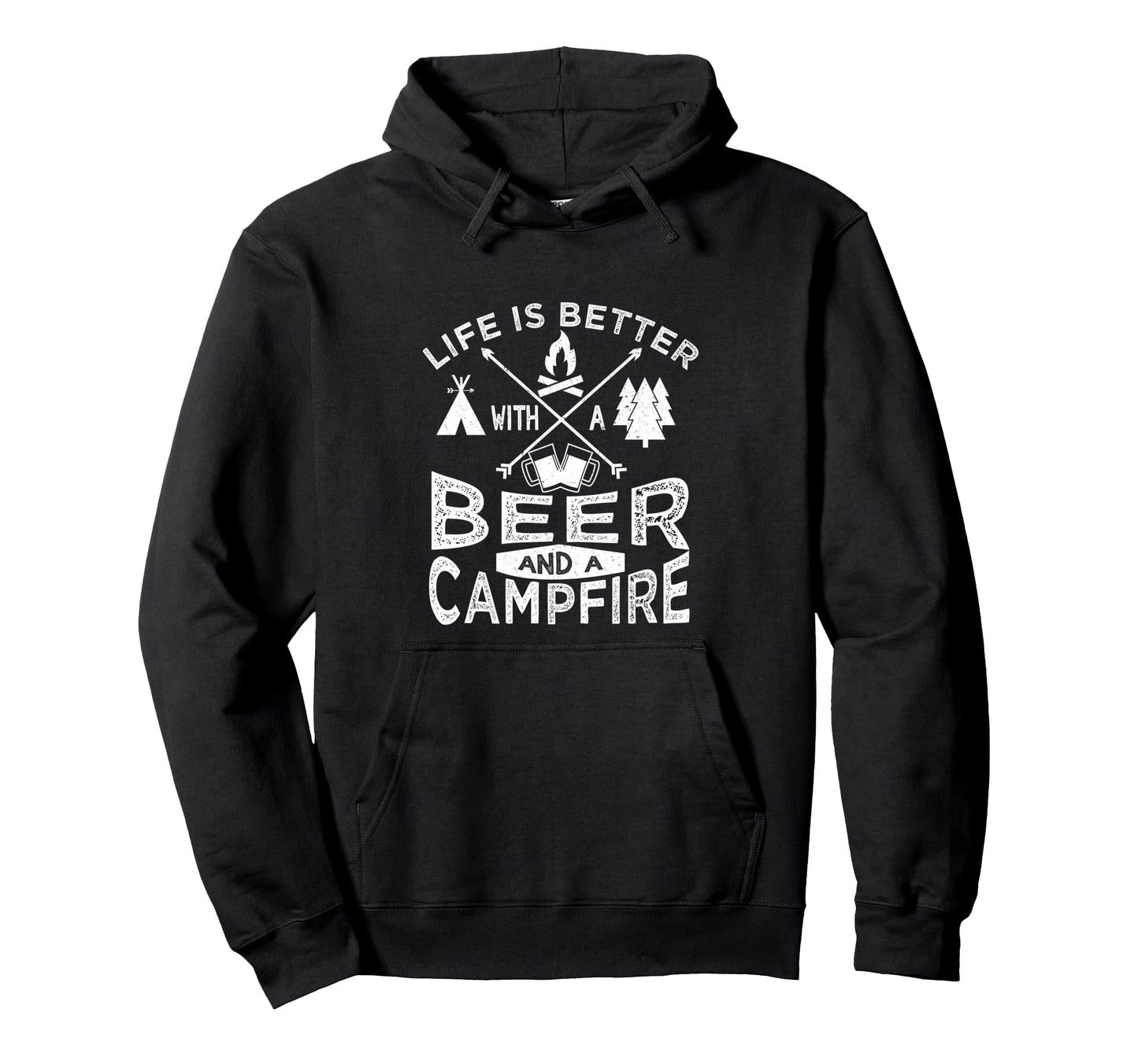 Camping Beer Campfire Tent Hoodie - Custom Art Print Men Women - T-Shirt, Sweatshirt, Hoodie