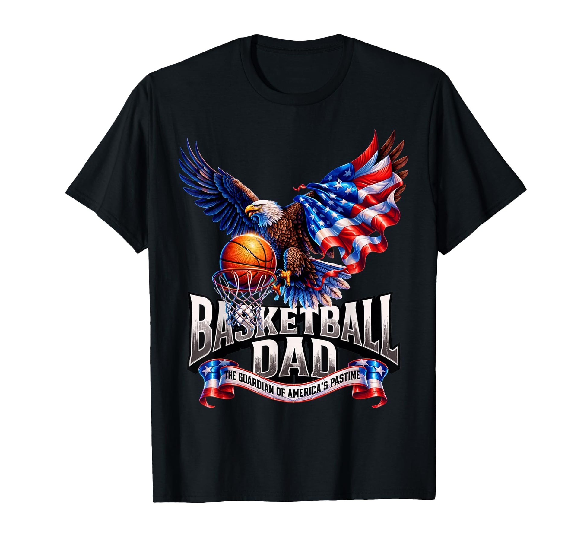 Basketball Dad American Flag Basketball T-Shirt - Graphic Print Unisex - T-Shirt, Sweatshirt, Hoodie