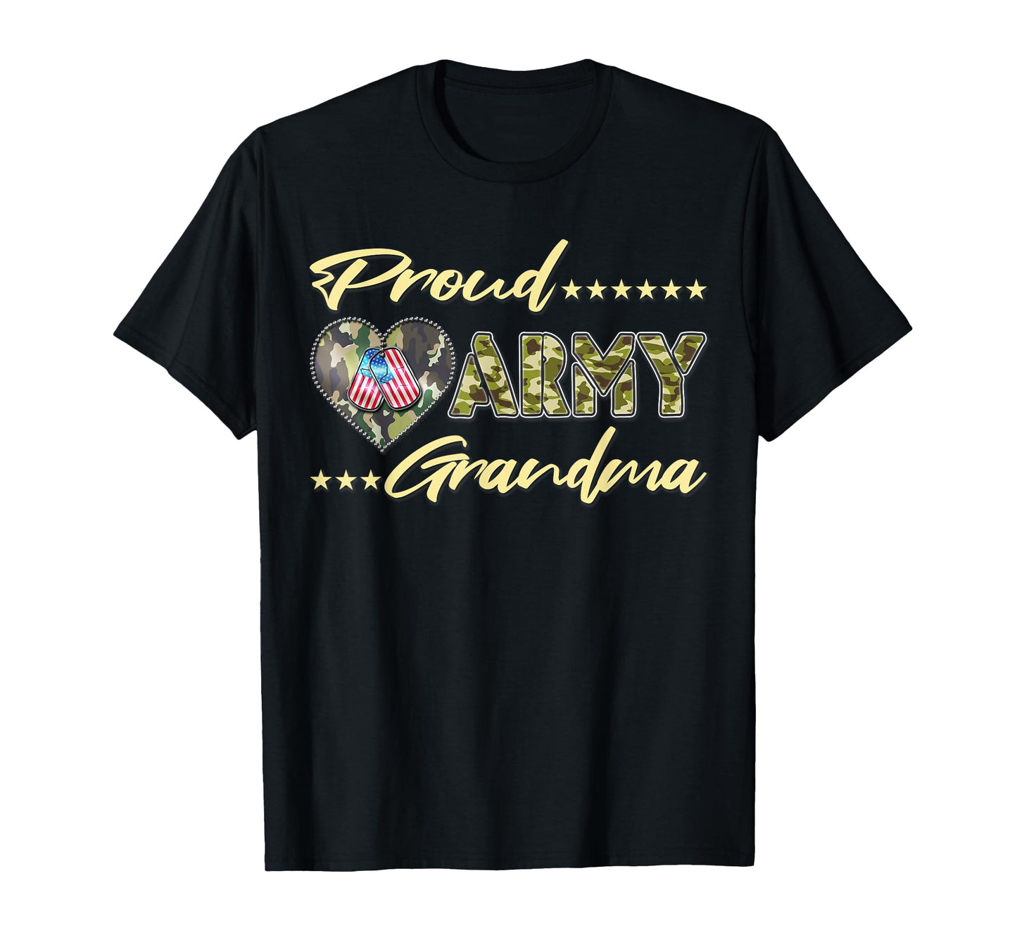 Proud Army Grandma Us Flag Dog Tag T-Shirt - Custom Art Print for Adults - T-Shirt, Sweatshirt, Hoodie