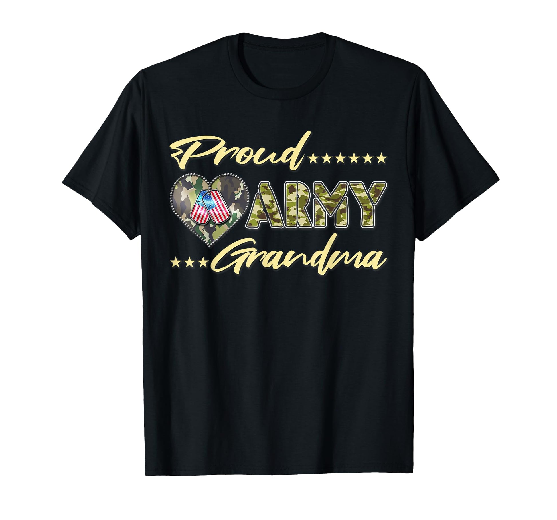 Proud Army Grandma Us Flag Dog Tag T-Shirt - Custom Art Print for Adults - T-Shirt, Sweatshirt, Hoodie