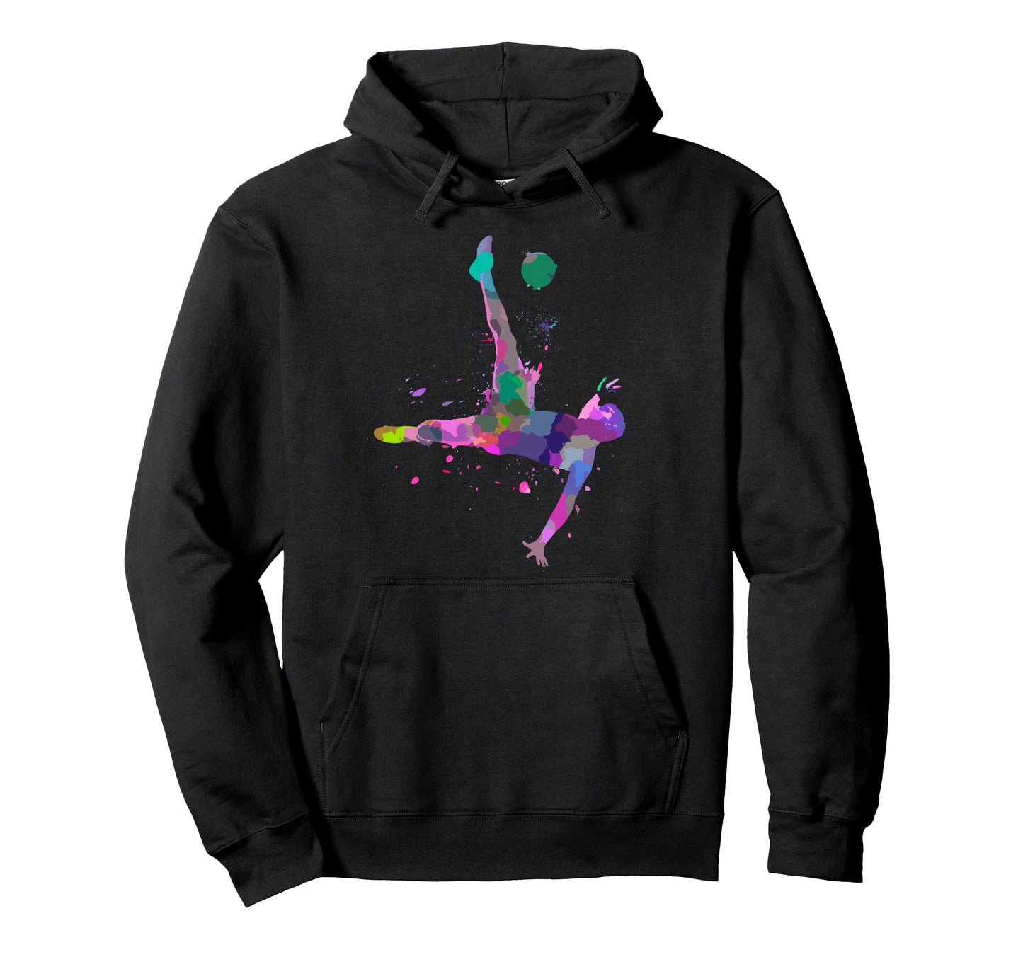 Colorful Soccer Bicycle Kick Splash Hoodie - Custom Art Print Men Women - T-Shirt, Sweatshirt, Hoodie