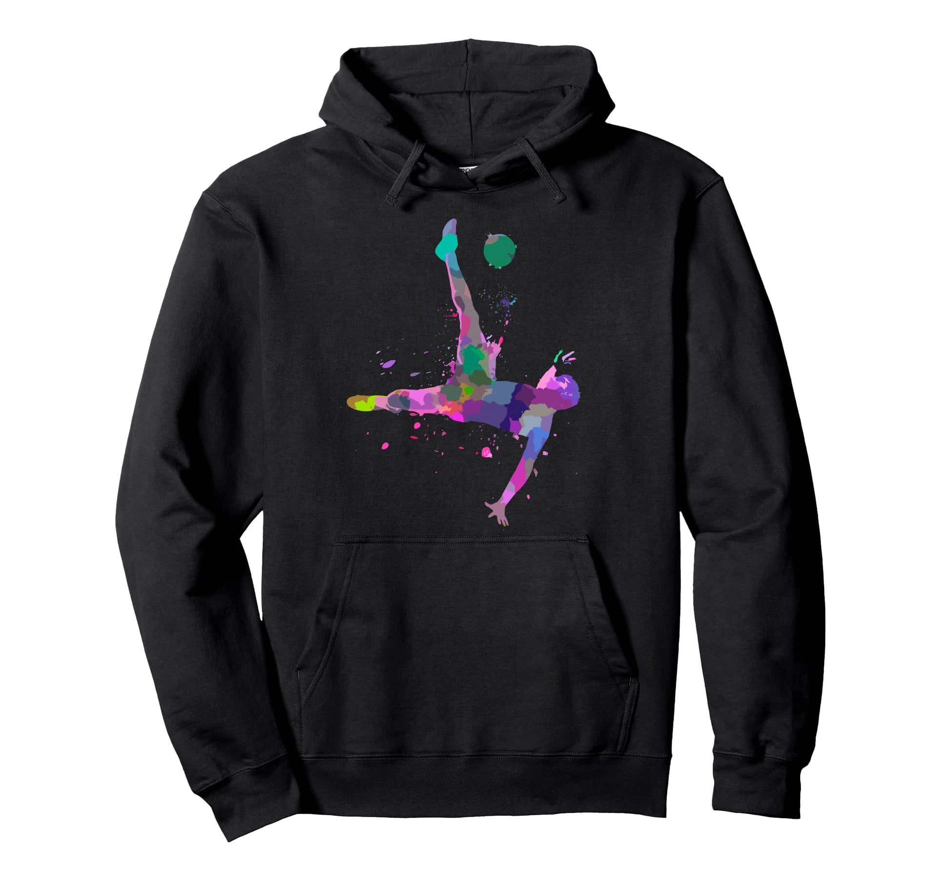Colorful Soccer Bicycle Kick Splash Hoodie - Custom Art Print Men Women - T-Shirt, Sweatshirt, Hoodie