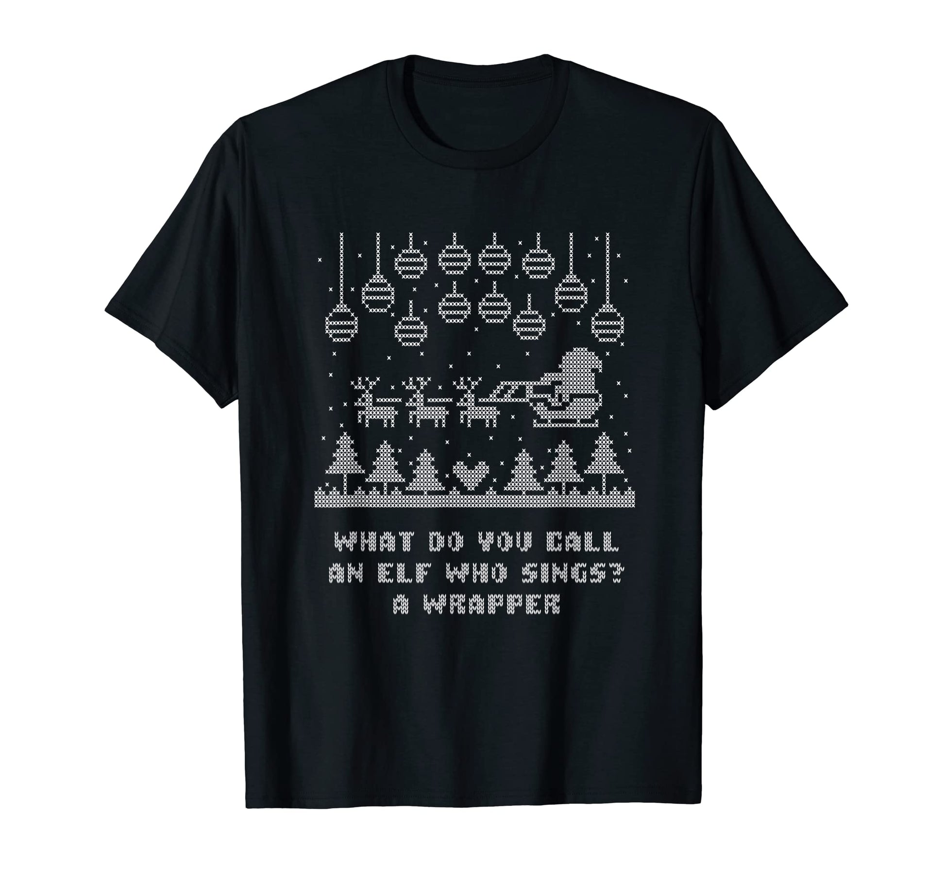 Elf Who Sings Is Wrapper Dad Jokes T-Shirt - Minimalist Print Men Women - T-Shirt, Sweatshirt, Hoodie