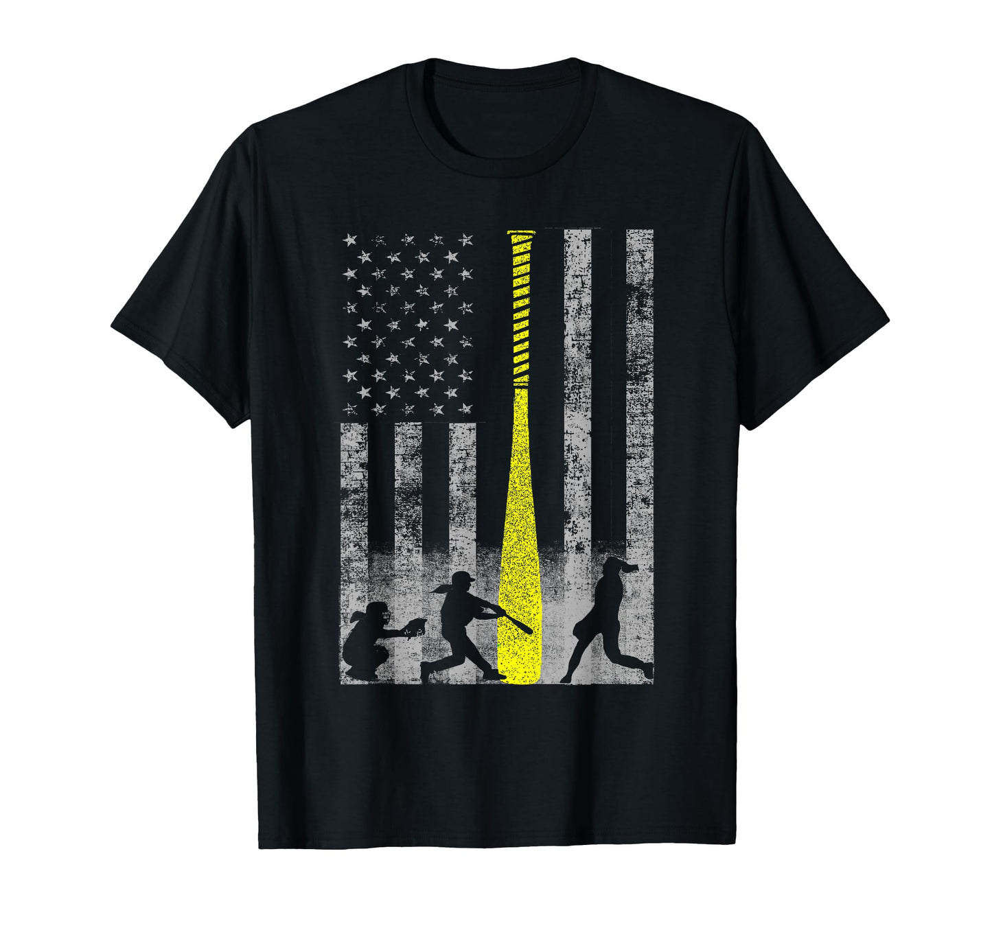 Yellow Softball Flag Yellow Bat Flag T-Shirt - Custom Art Print Unisex - T-Shirt, Sweatshirt, Hoodie