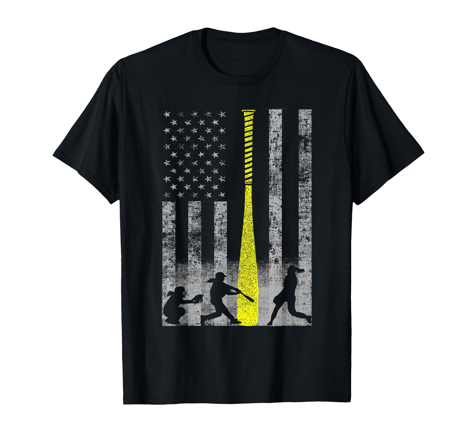 Yellow Softball Flag Yellow Bat Flag T-Shirt - Custom Art Print Unisex - T-Shirt, Sweatshirt, Hoodie