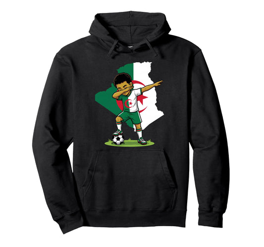 Algeria Soccer Dab Flag Football Hoodie - Streetwear Style for Adults - T-Shirt, Sweatshirt, Hoodie