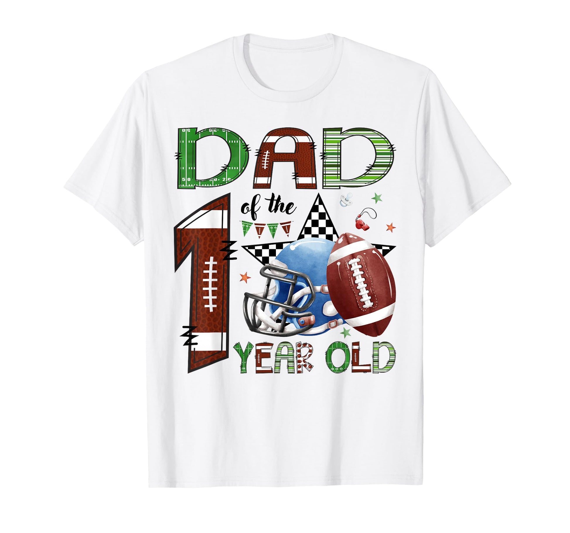 Dad 1 Year Old Football 1St Birthday T-Shirt - Minimalist Print Men Women - T-Shirt, Sweatshirt, Hoodie