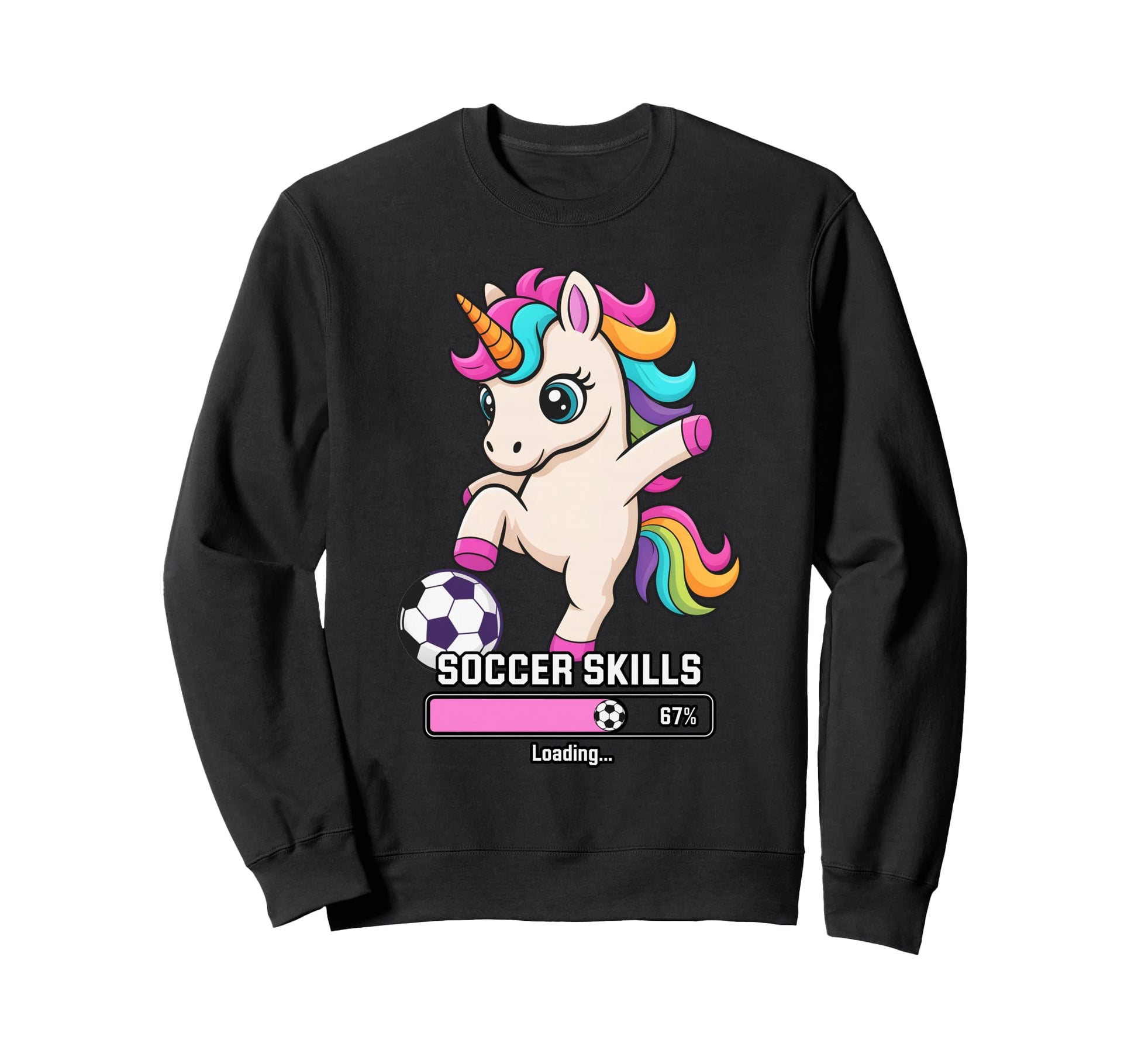 Kawaii Soccer Unicorn Skills Sweatshirt - Streetwear Style for Adults - T-Shirt, Sweatshirt, Hoodie